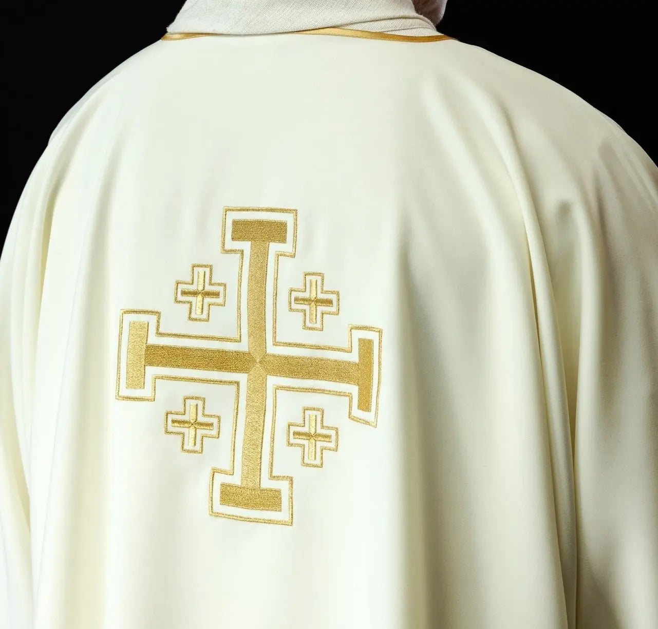 Ecru Dalmatia with embroidered gold crosses