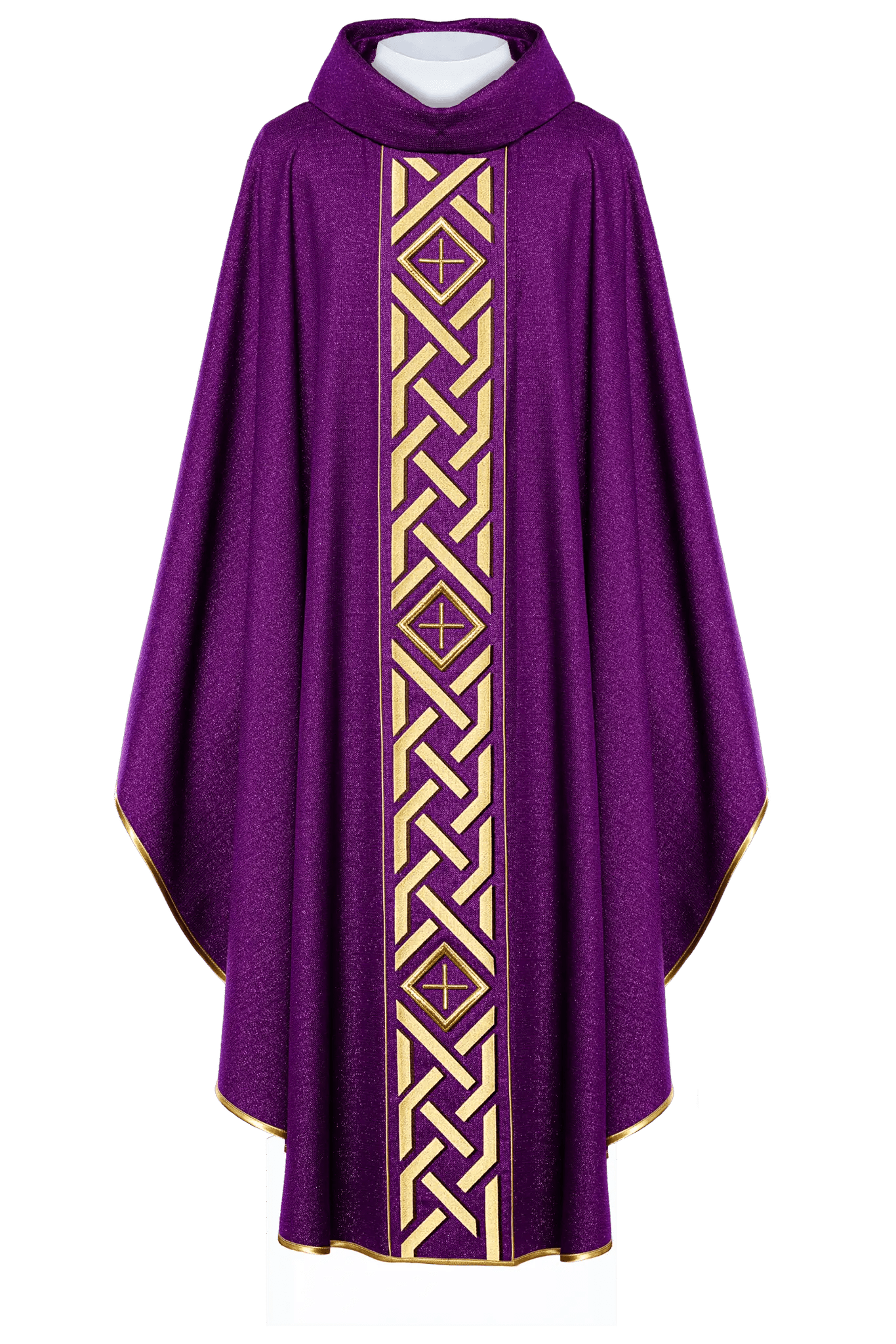 Embroidered Violet Liturgical Chasuble with Cross and Decoration - HAFTINA ATELIER