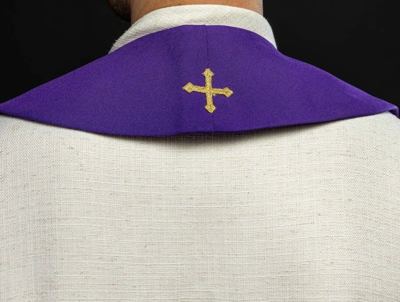 Purple embroidered priest's stole Chalice, Spikes and Grapes