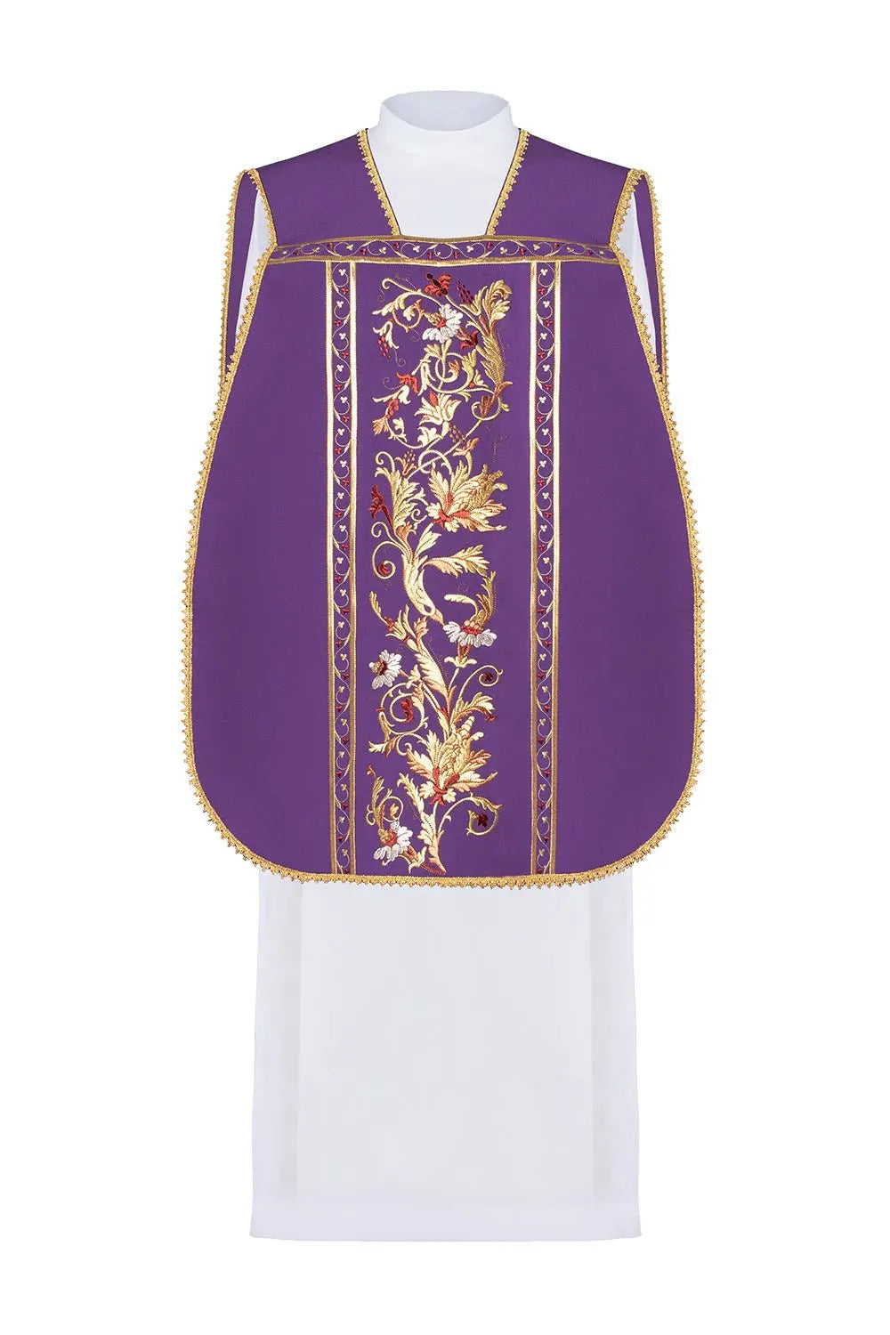Purple Roman chasuble embroidered with Eucharistic chalice motif
