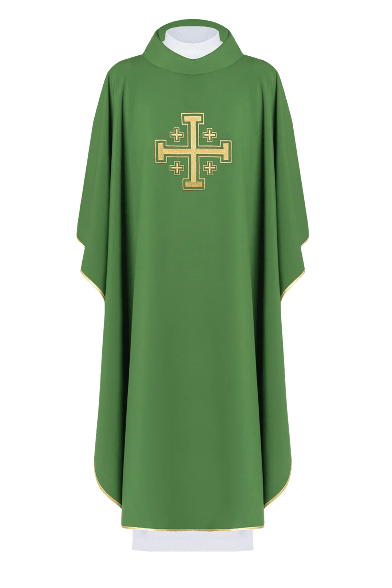 Green chasuble with gold Jerusalem cross - HAFTINA ATELIER