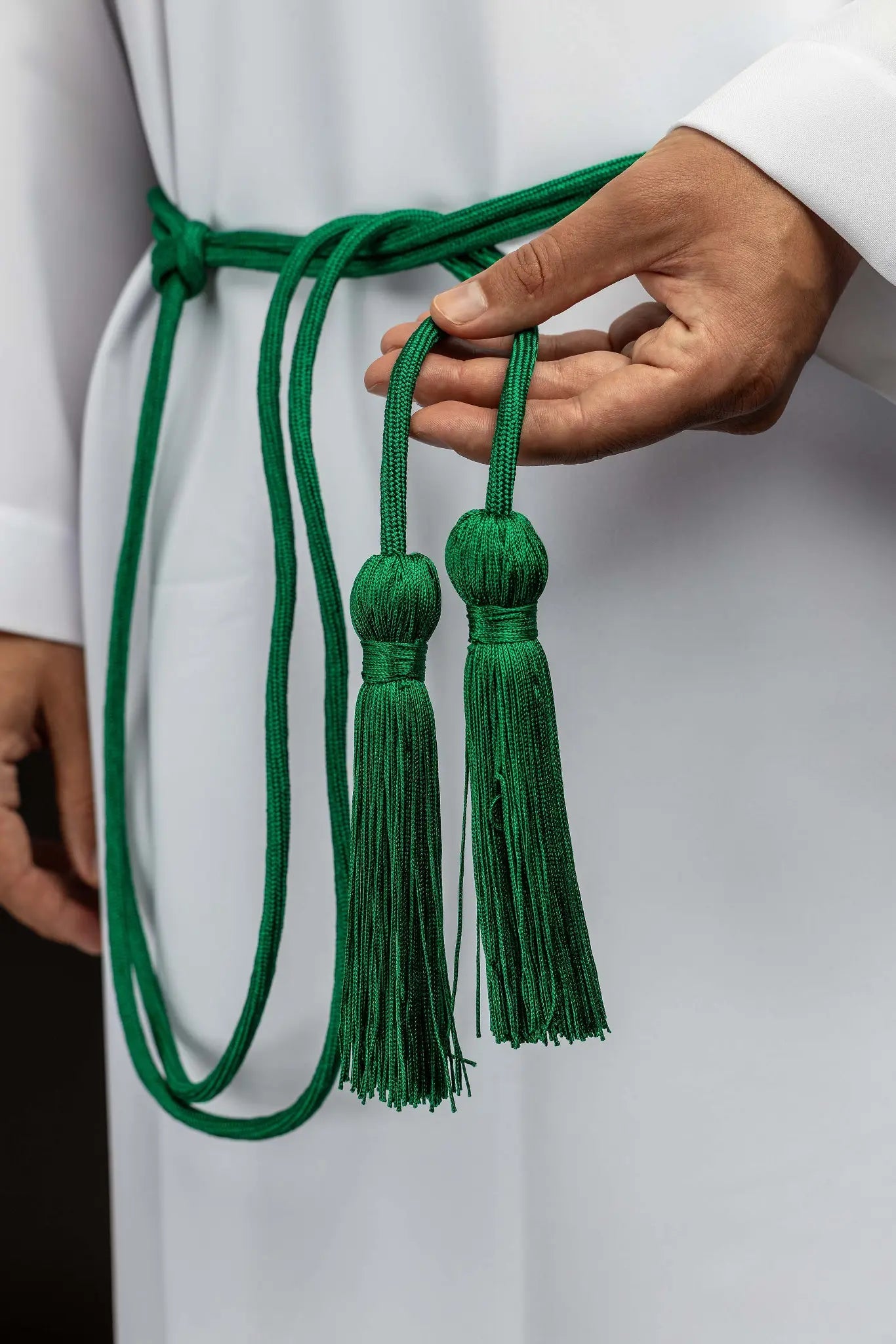 Green liturgical cincture with tassels - HAFTINA ATELIER