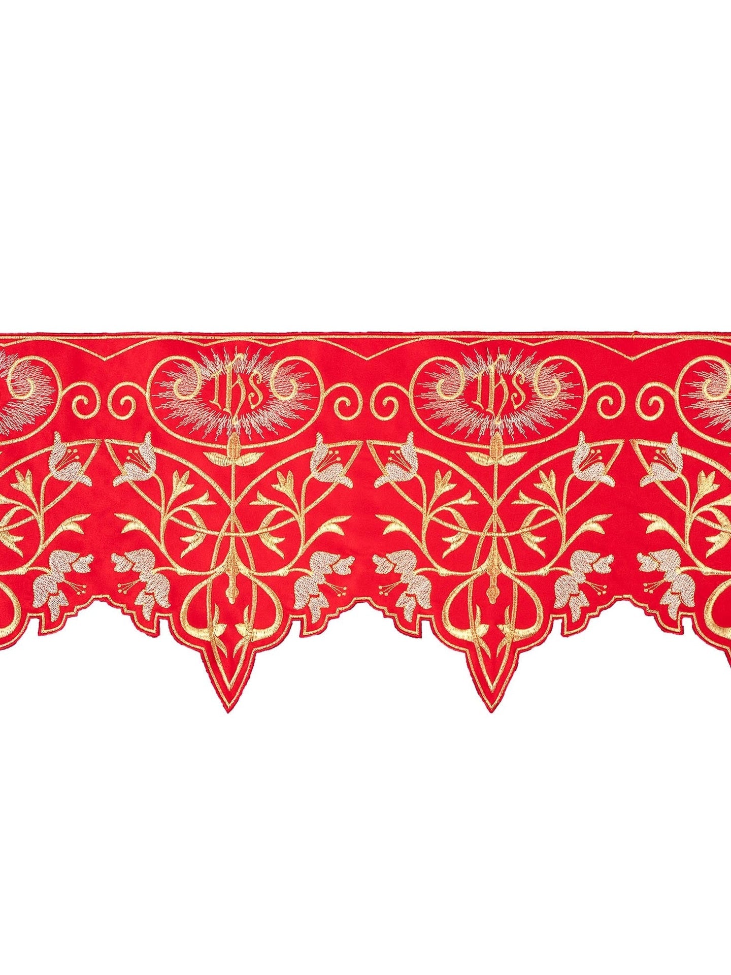 Metraż z monogramem IHS w kolorze czerwonym