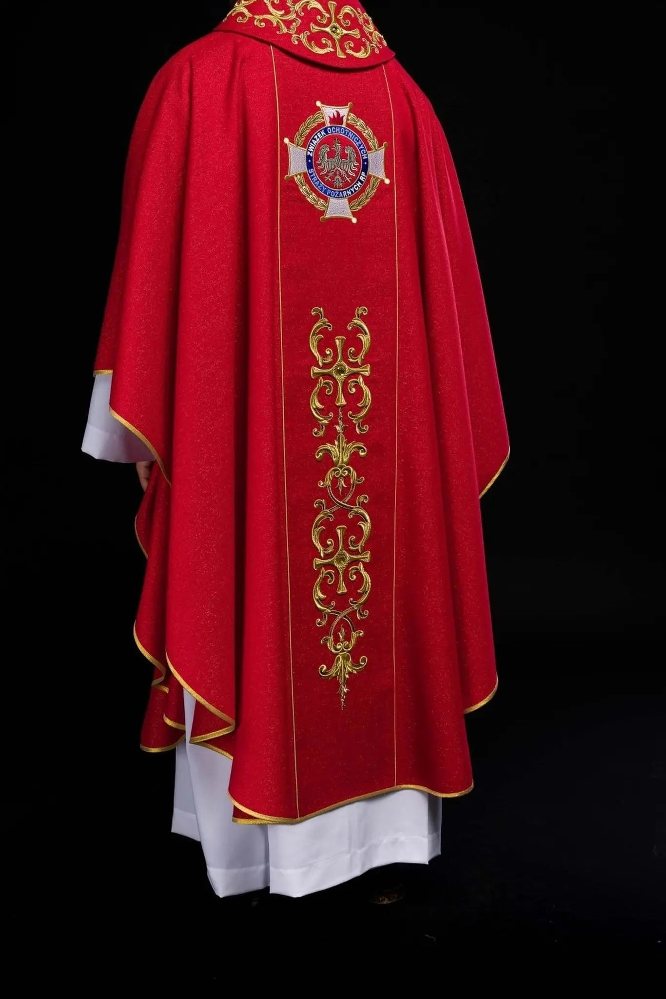 Richly Embroidered Chasuble Featuring Saint Florian