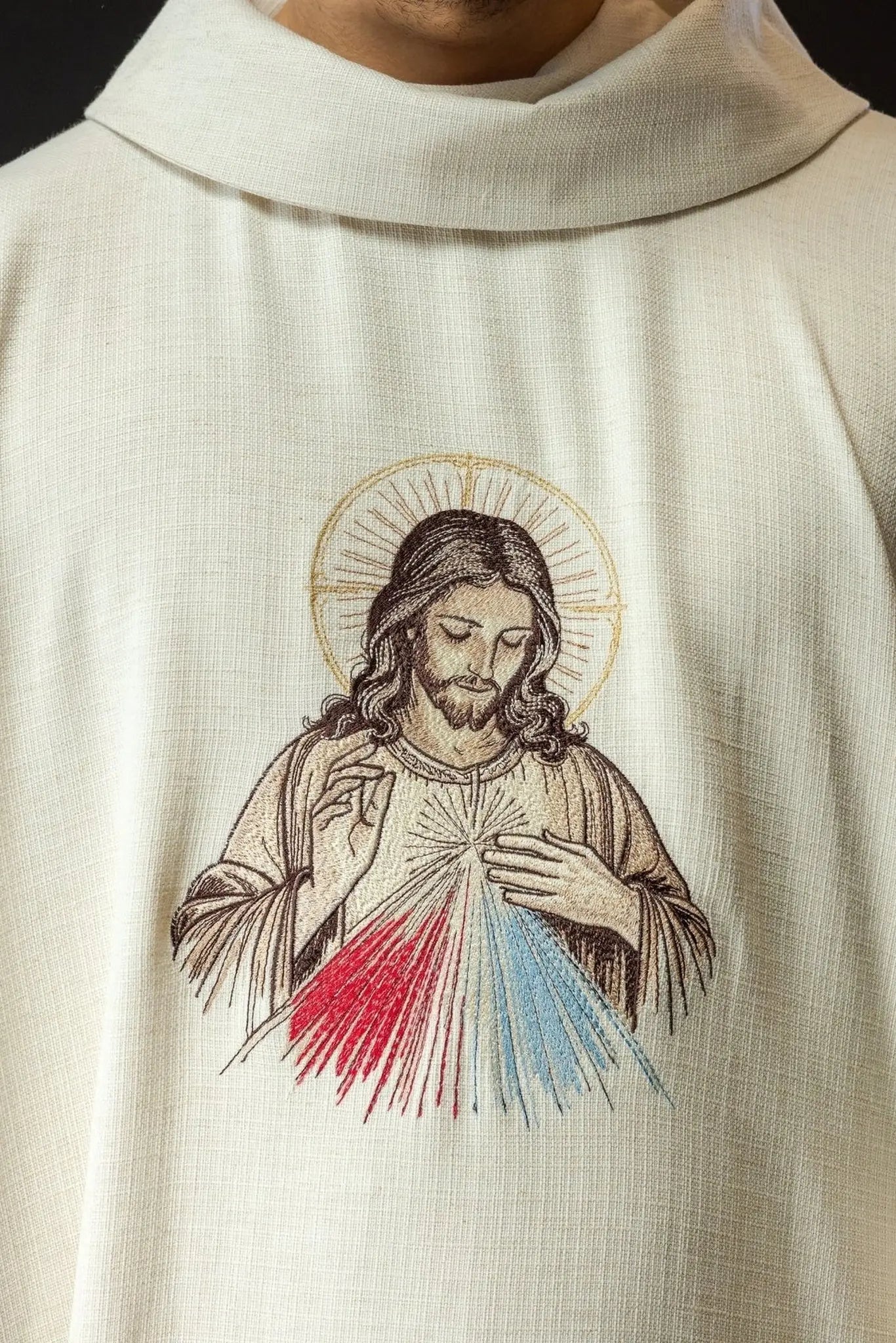 Ecru Chasuble with Image of the Merciful Jesus