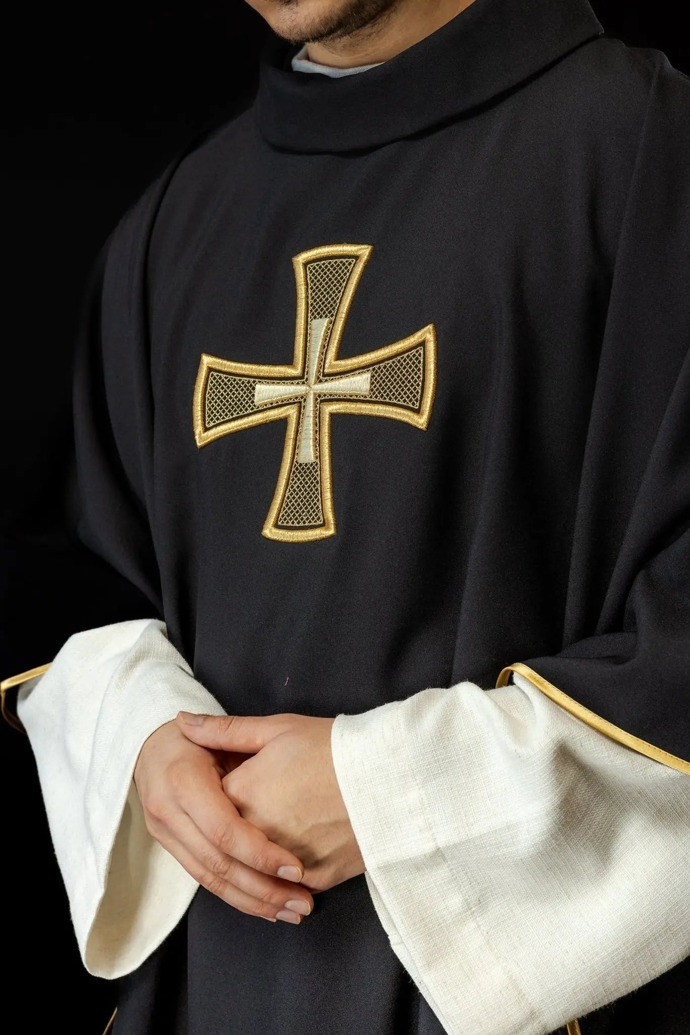 IHS embroidered chasuble Black