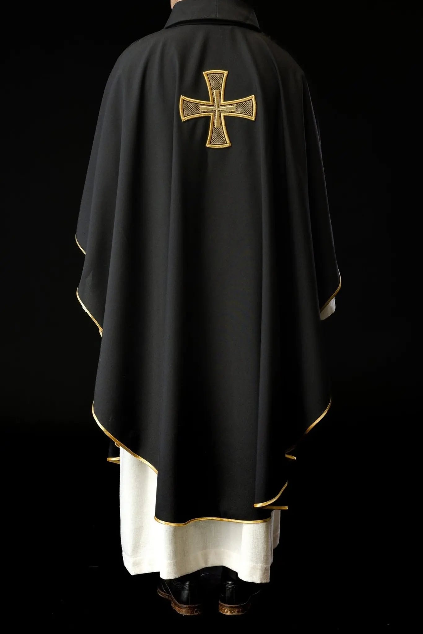 IHS embroidered chasuble Black