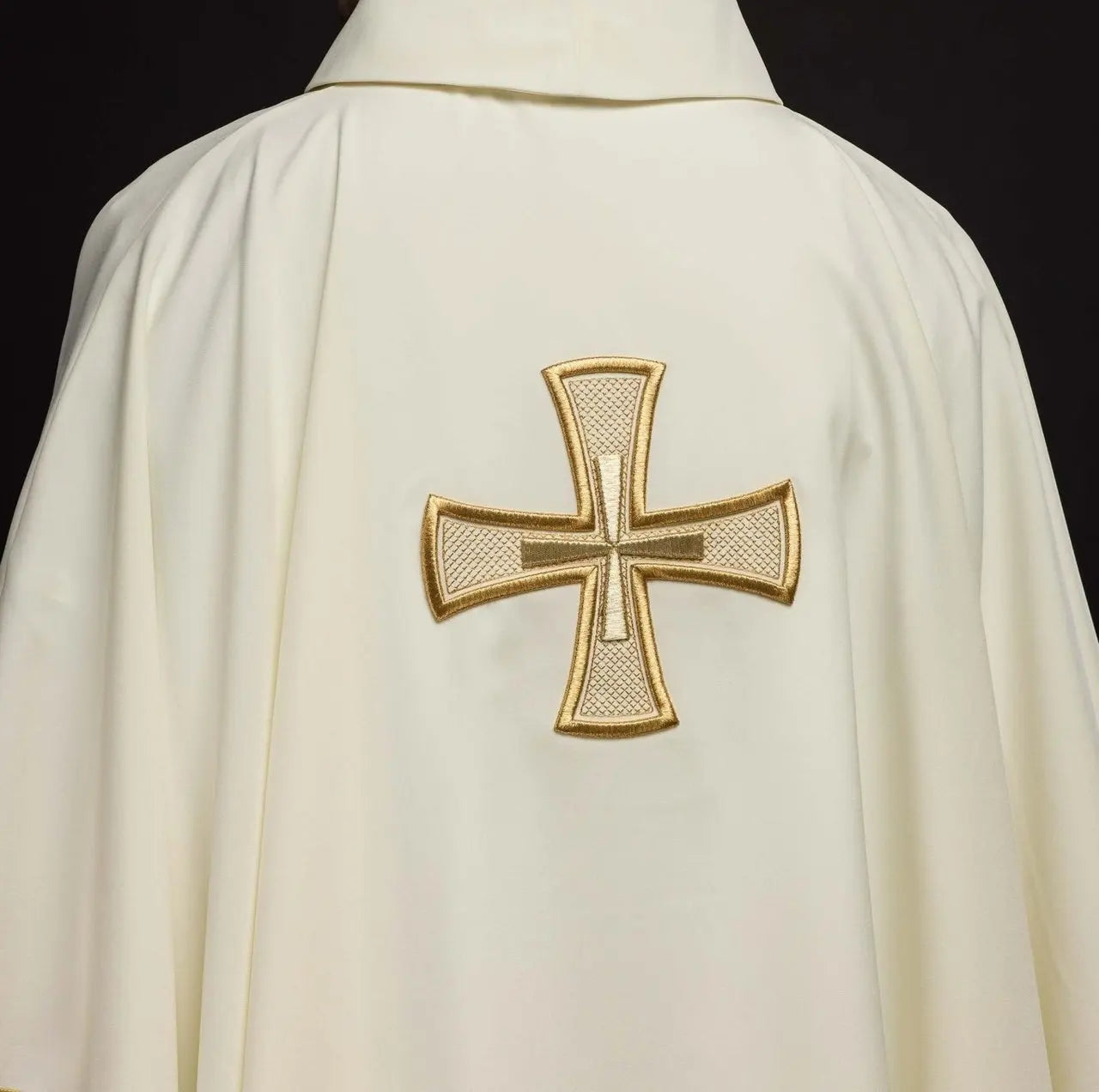 IHS ecru embroidered chasuble