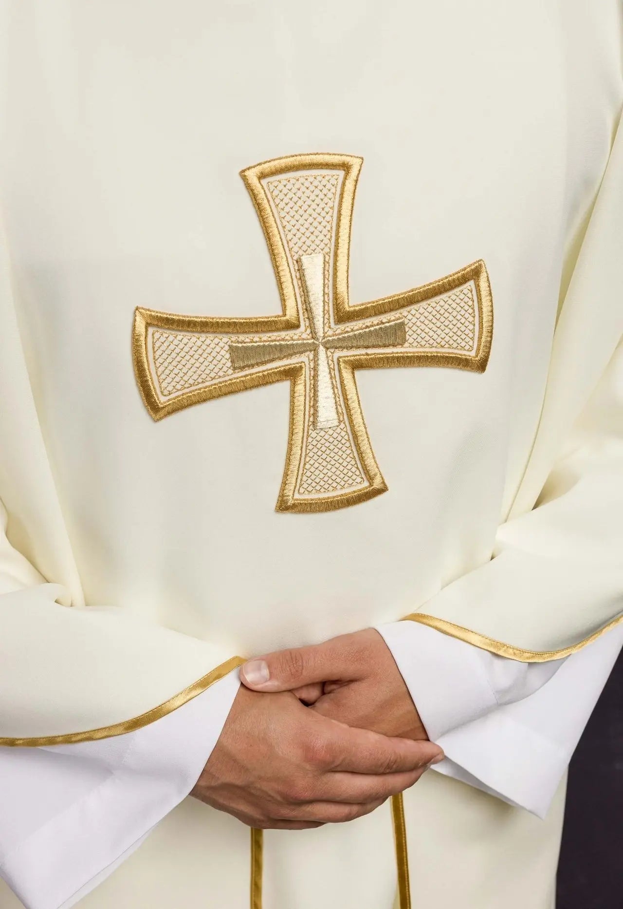 IHS ecru embroidered chasuble
