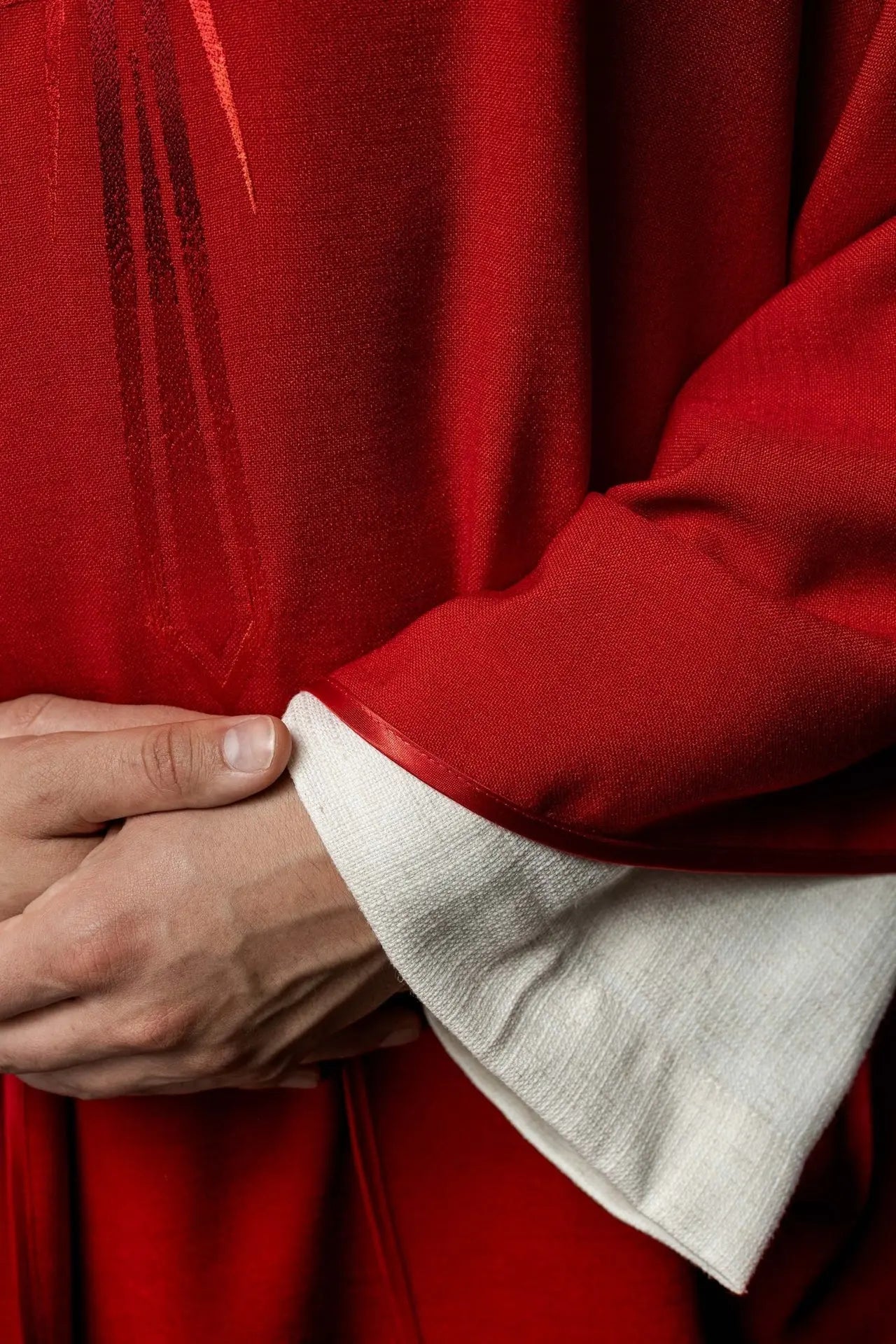 Embroidered chasuble in red