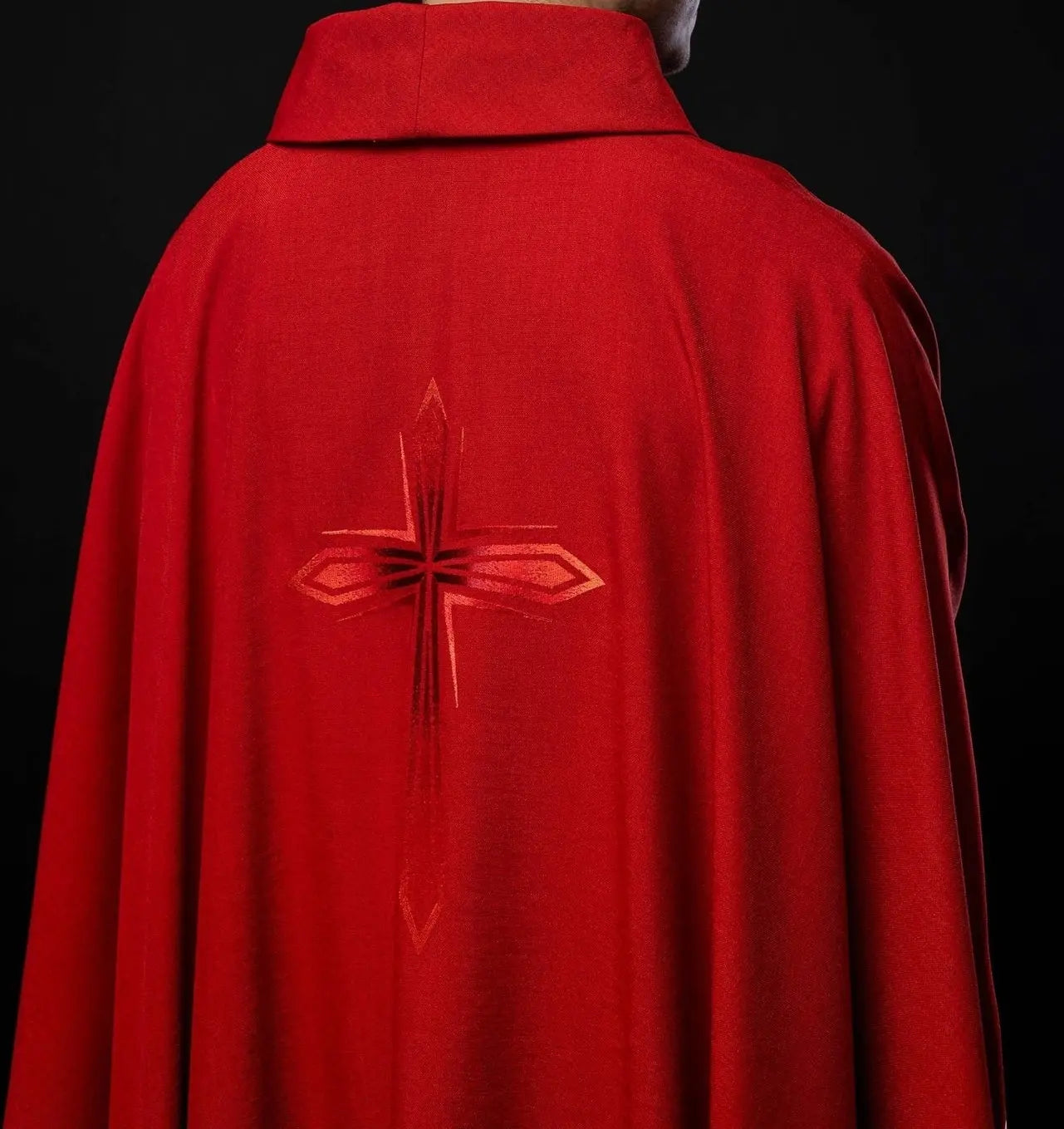 Embroidered chasuble in red
