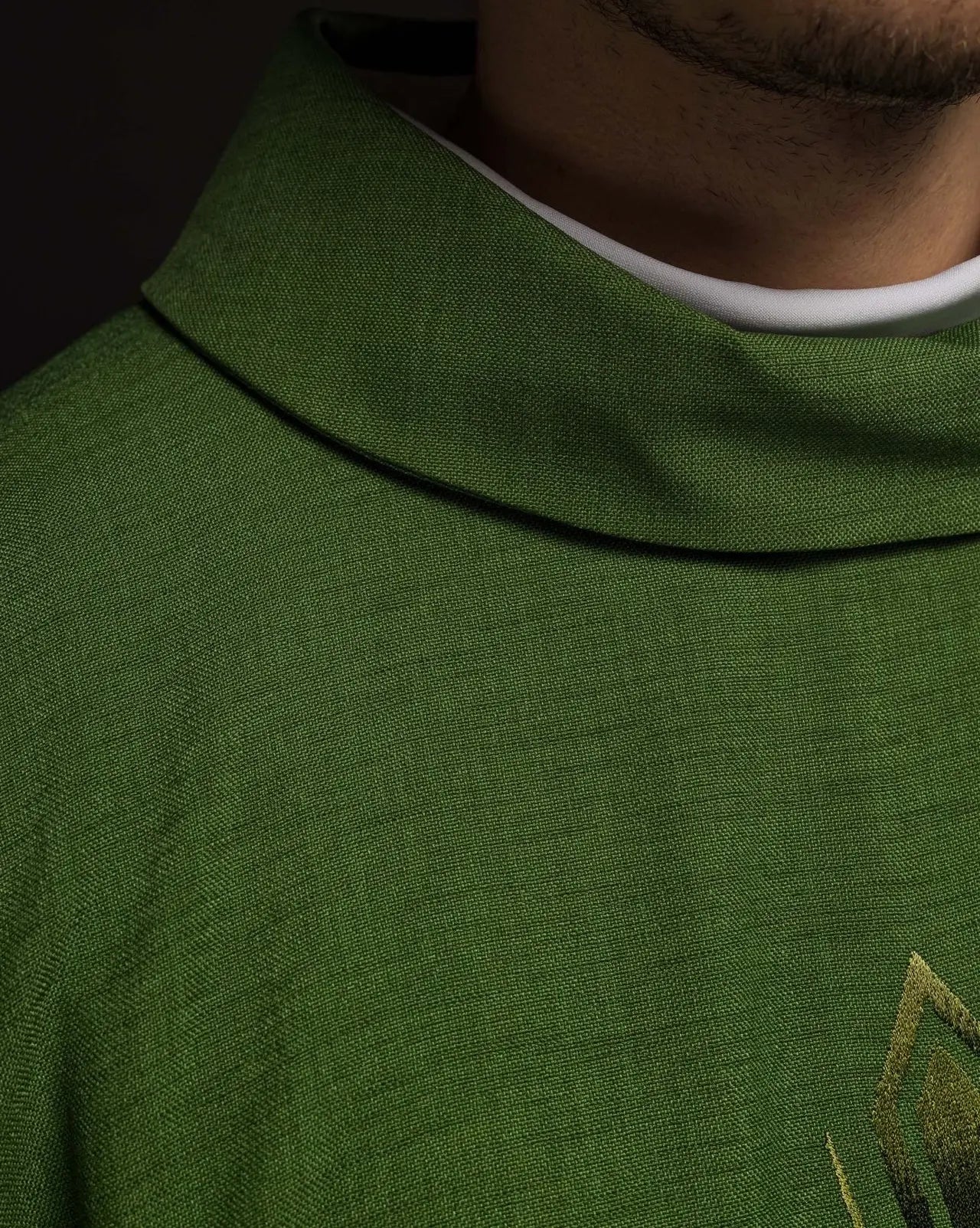 Embroidered chasuble in green