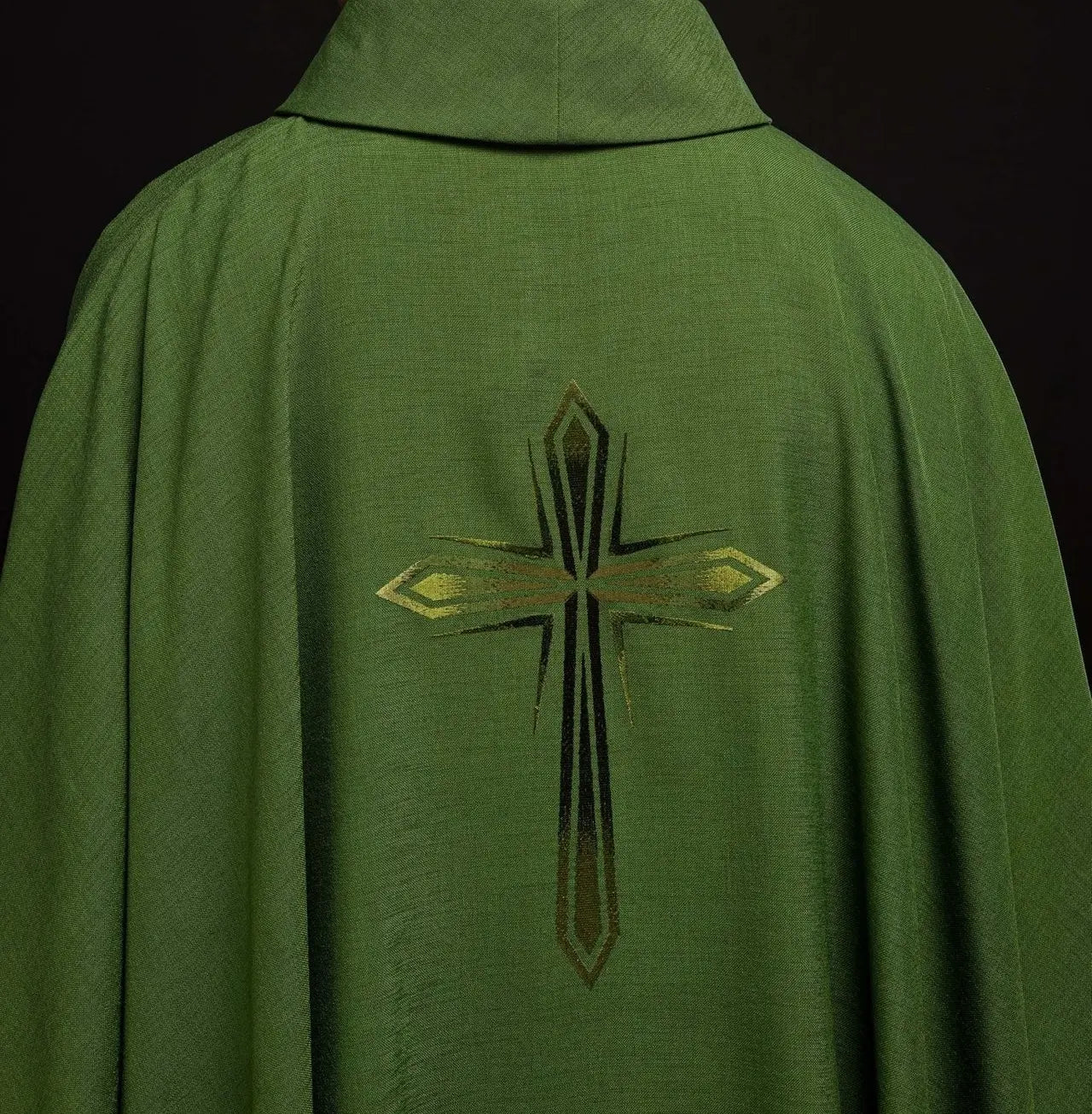 Embroidered chasuble in green