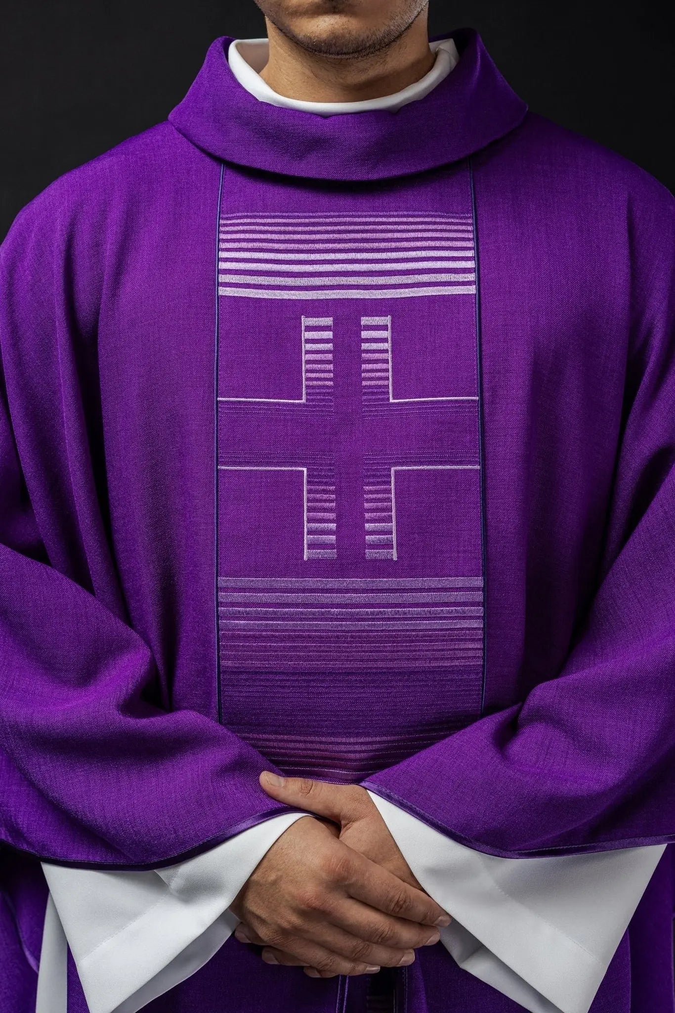 Embroidered chasuble with Crosses in purple