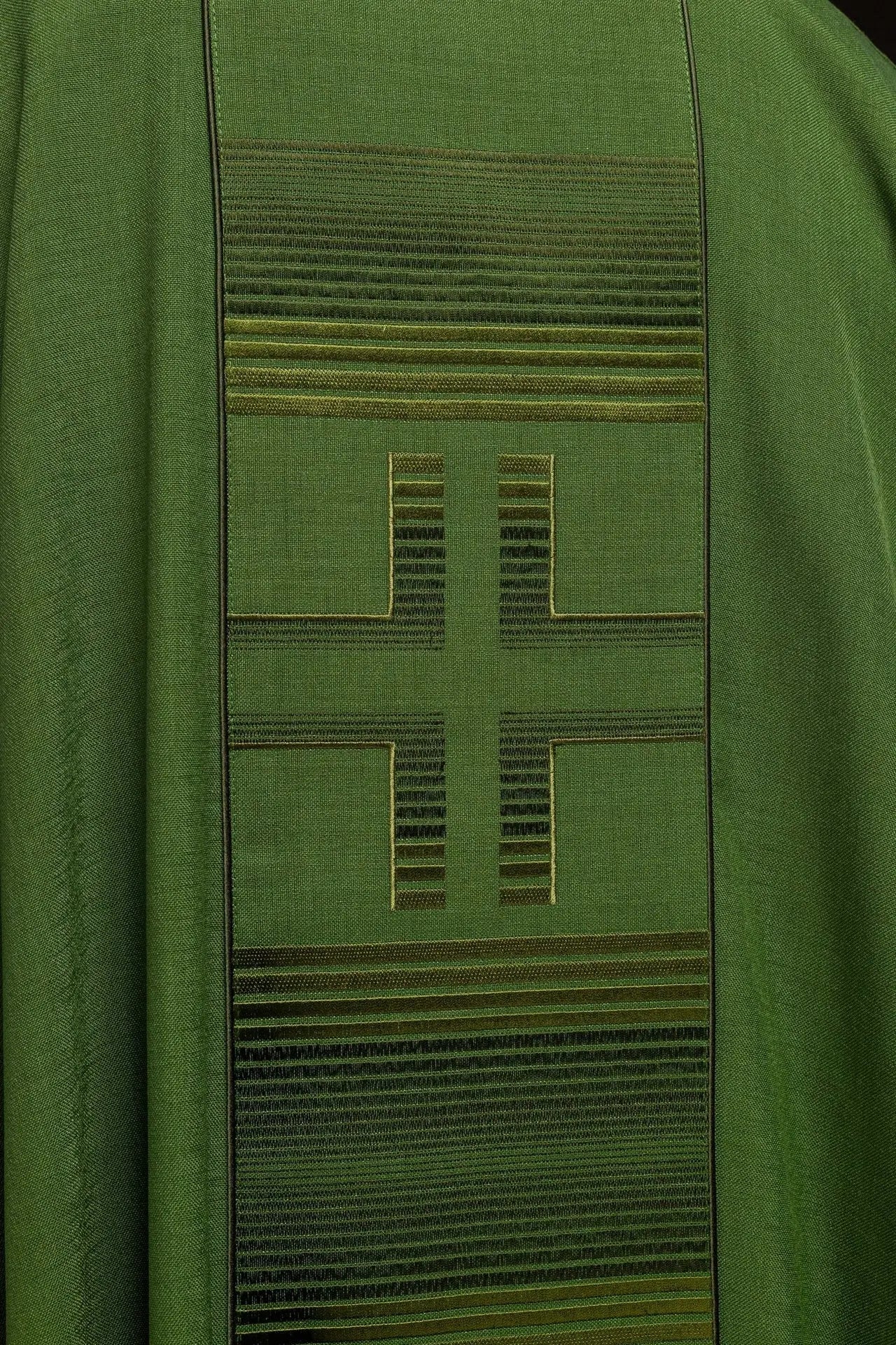 Embroidered chasuble with Crosses in green