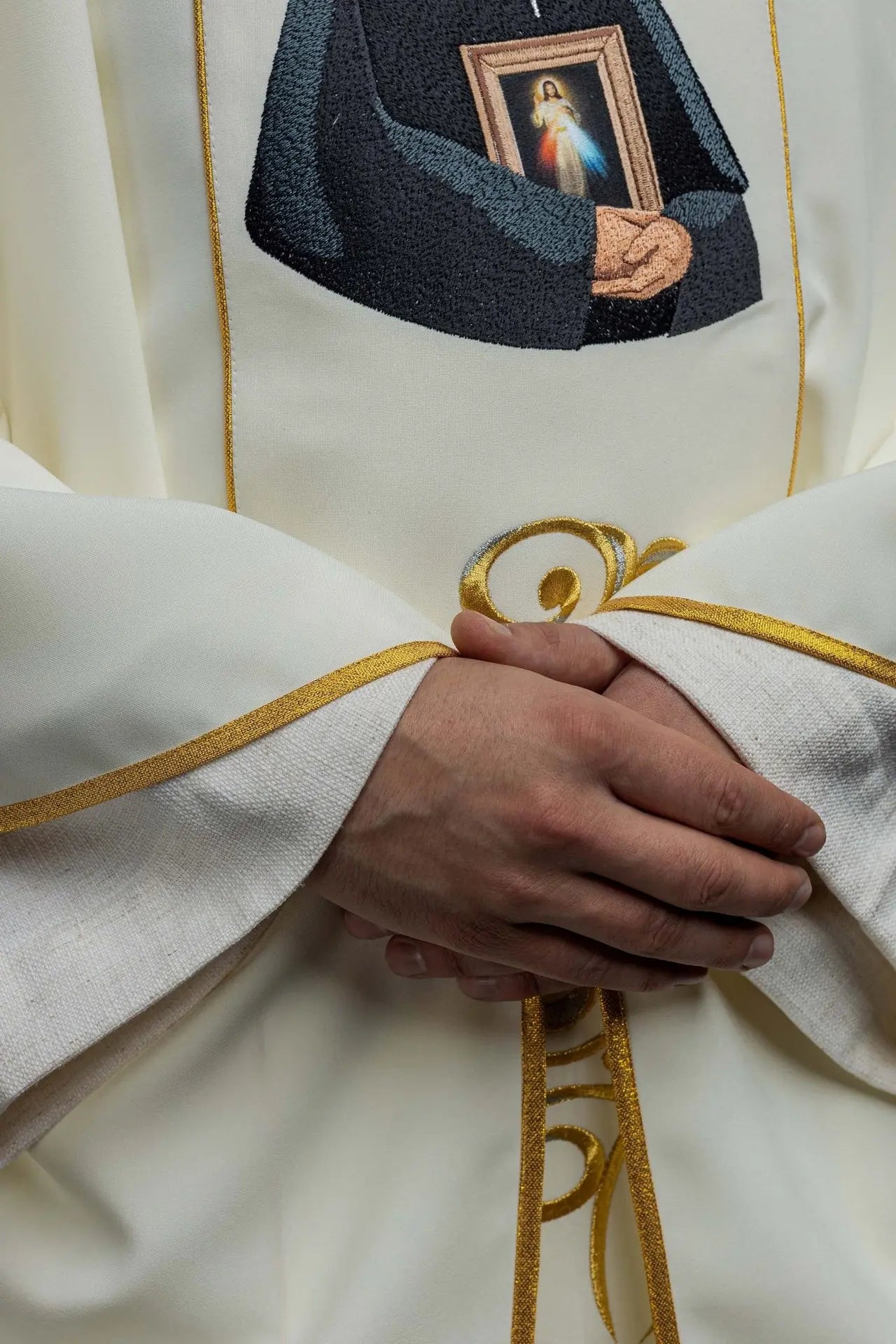 Embroidered Chasuble Featuring the Image of Saint Faustina