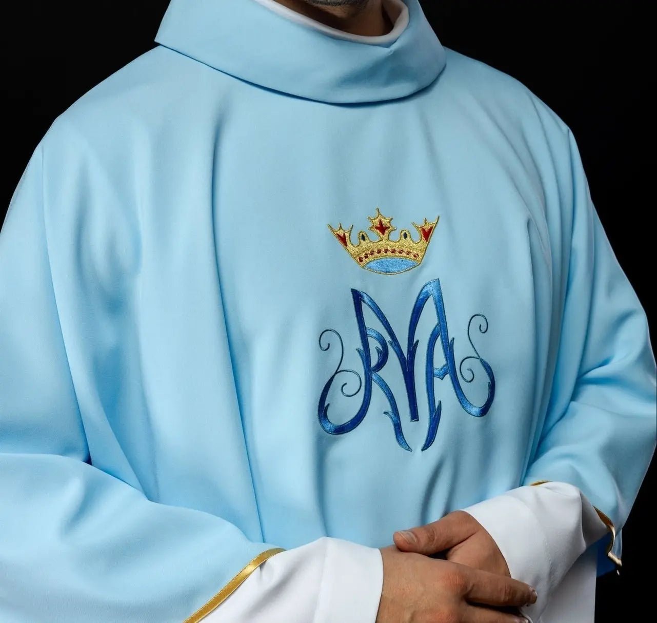Ornat liturgiczny maryjny w kolorze niebieskim
