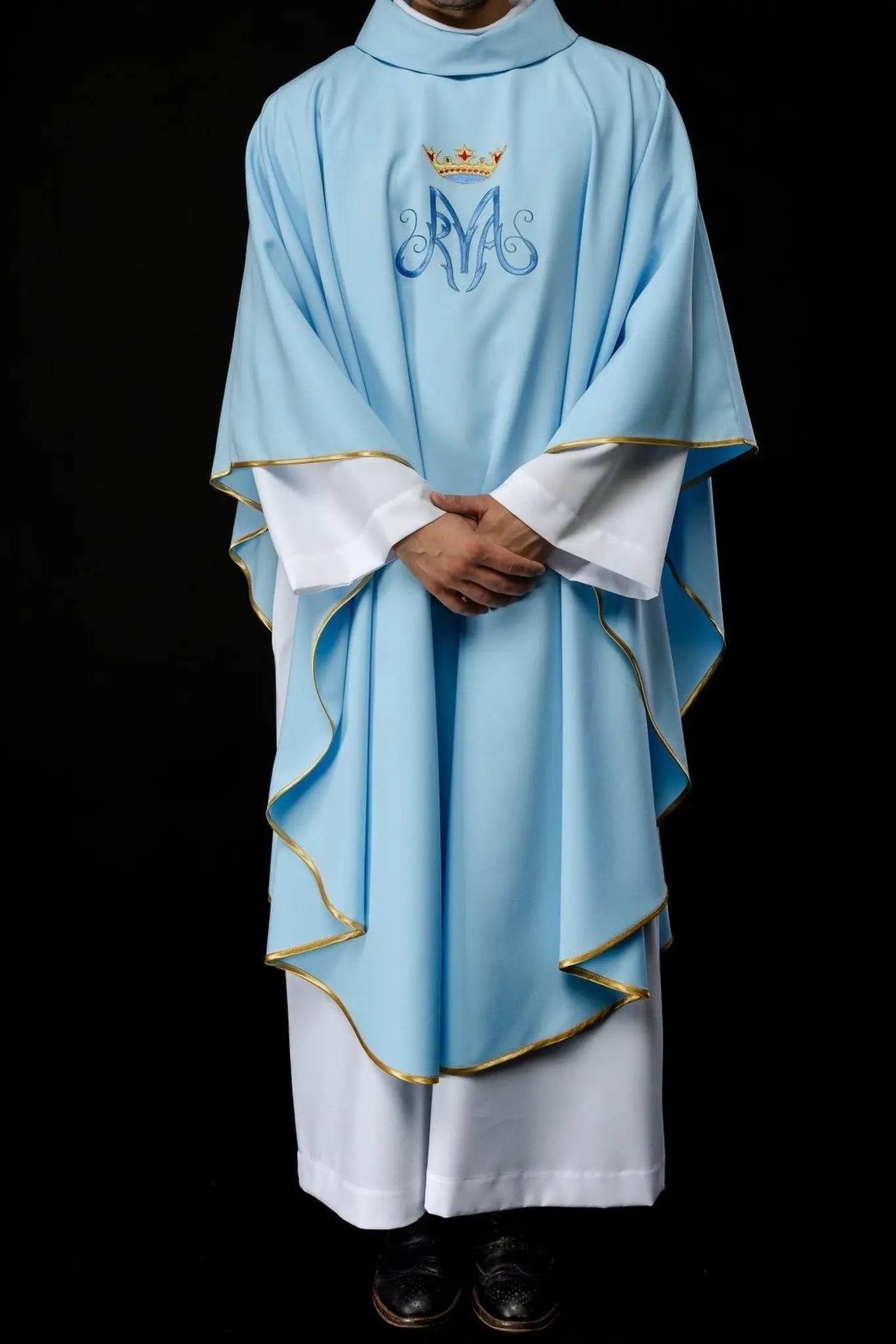Ornat liturgiczny maryjny w kolorze niebieskim