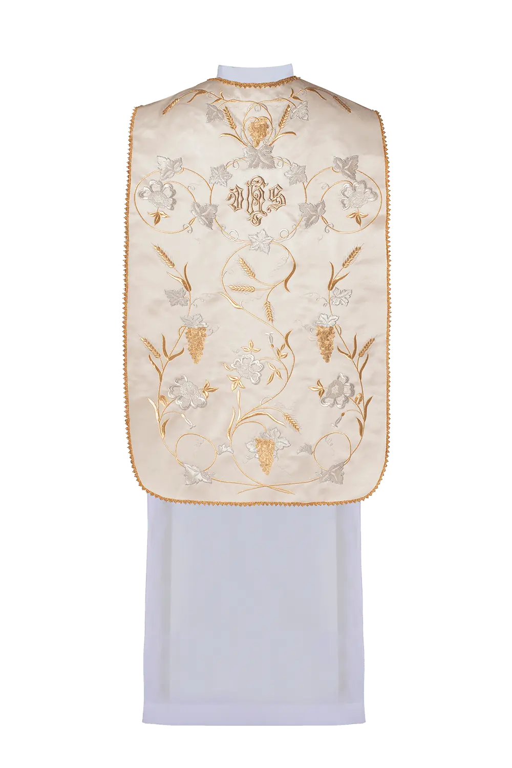 Roman chasuble IHS with ears and grapes motif