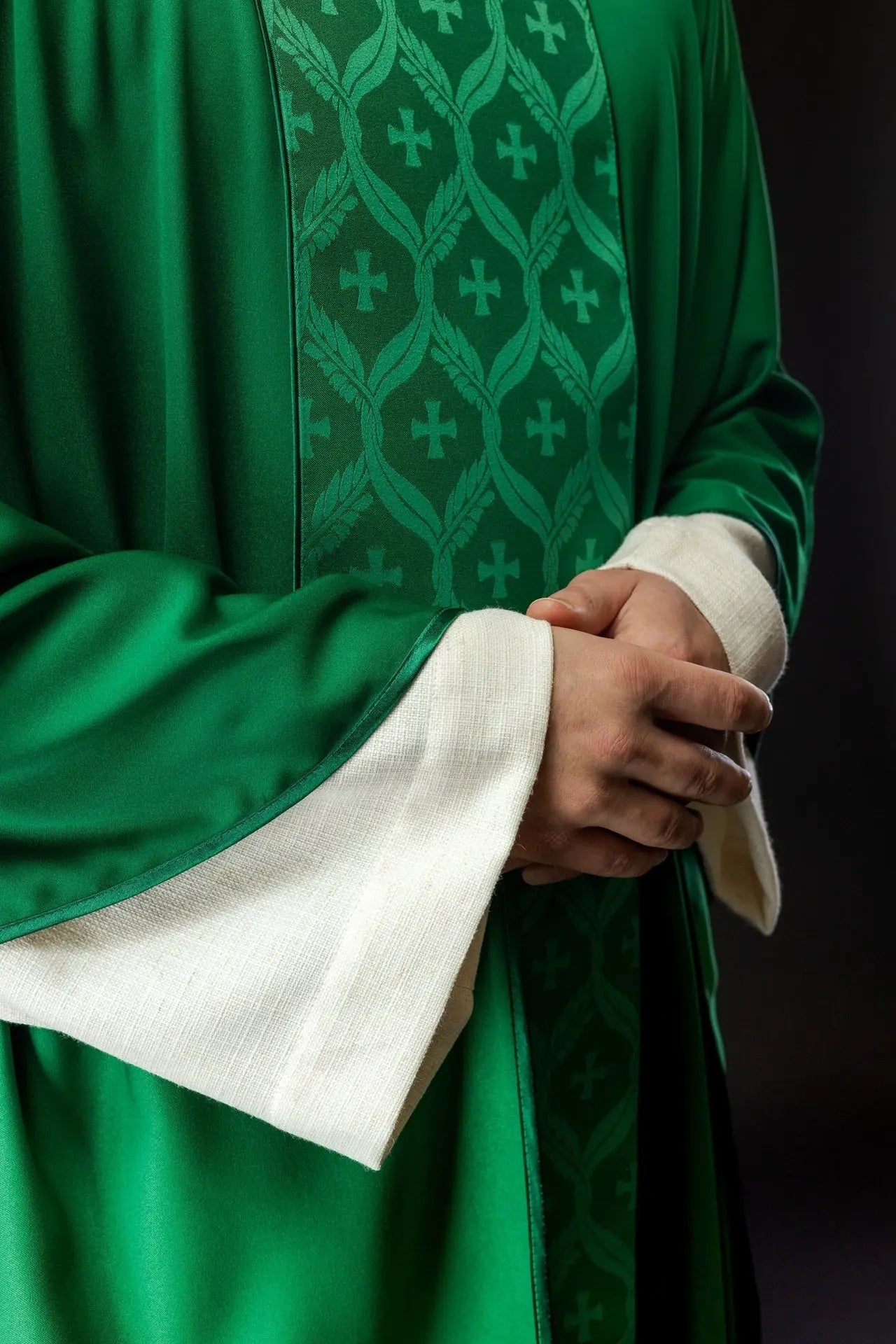 Green Chasuble with Jacquard Cross Band