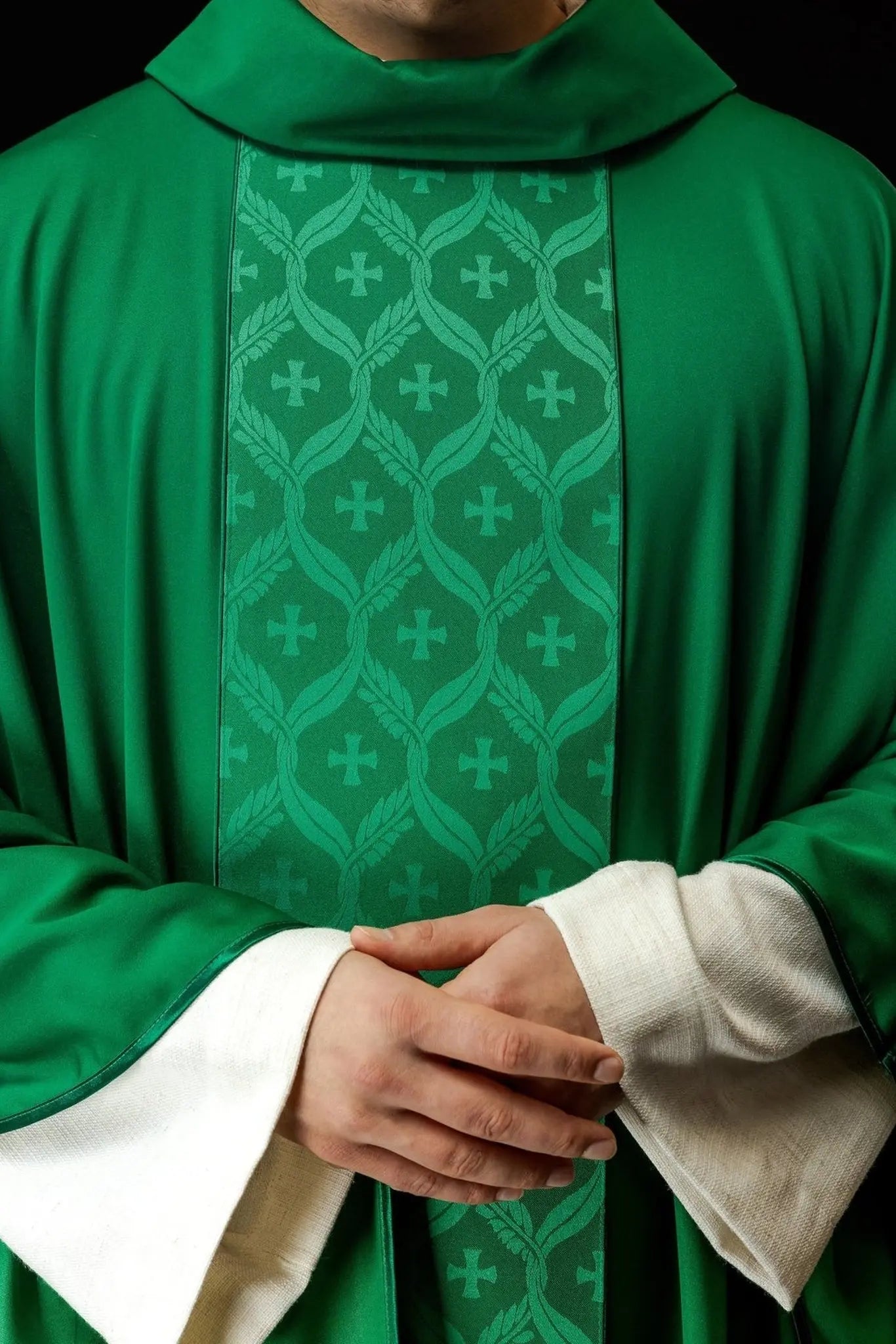 Green Chasuble with Jacquard Cross Band