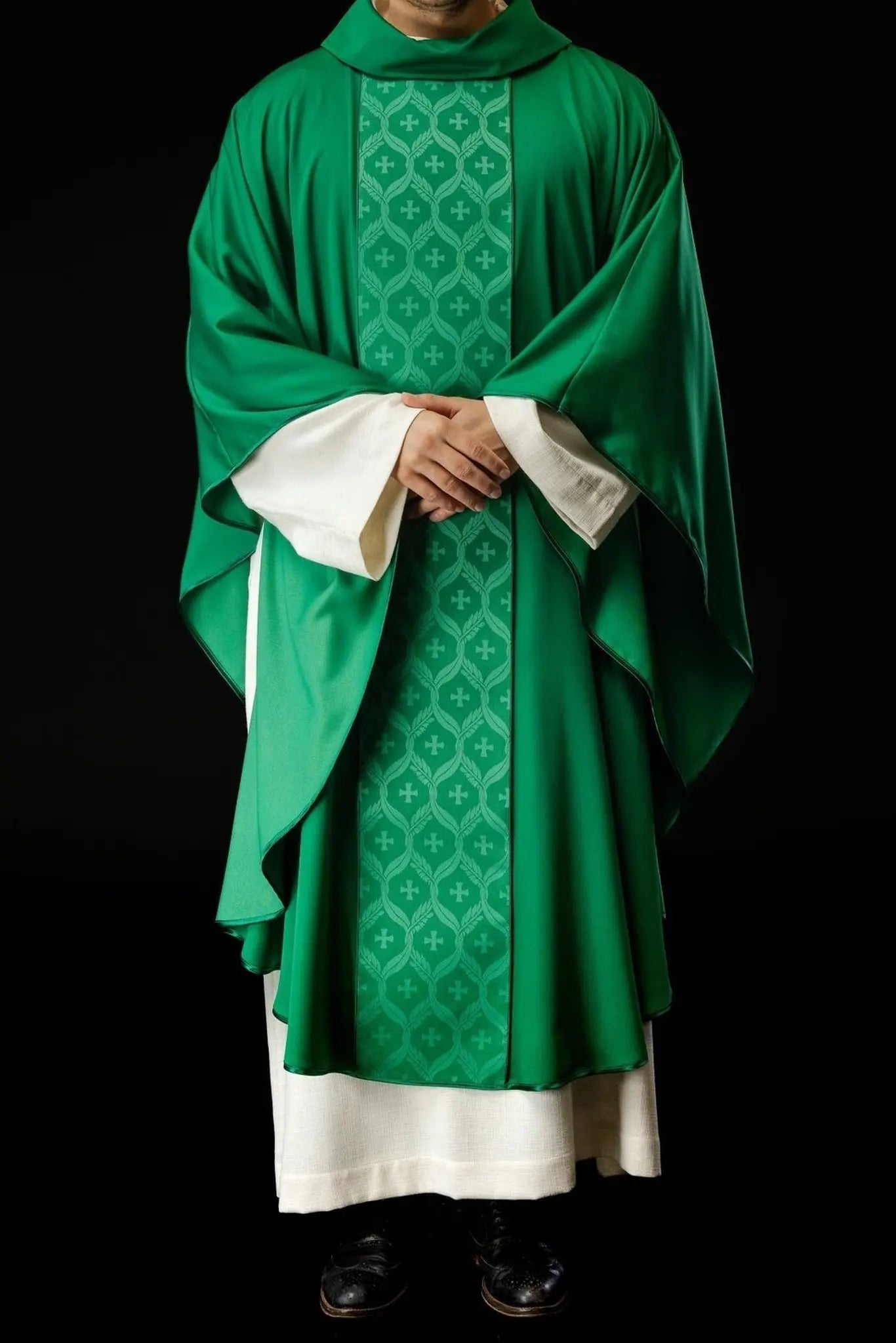 Green Chasuble with Jacquard Cross Band