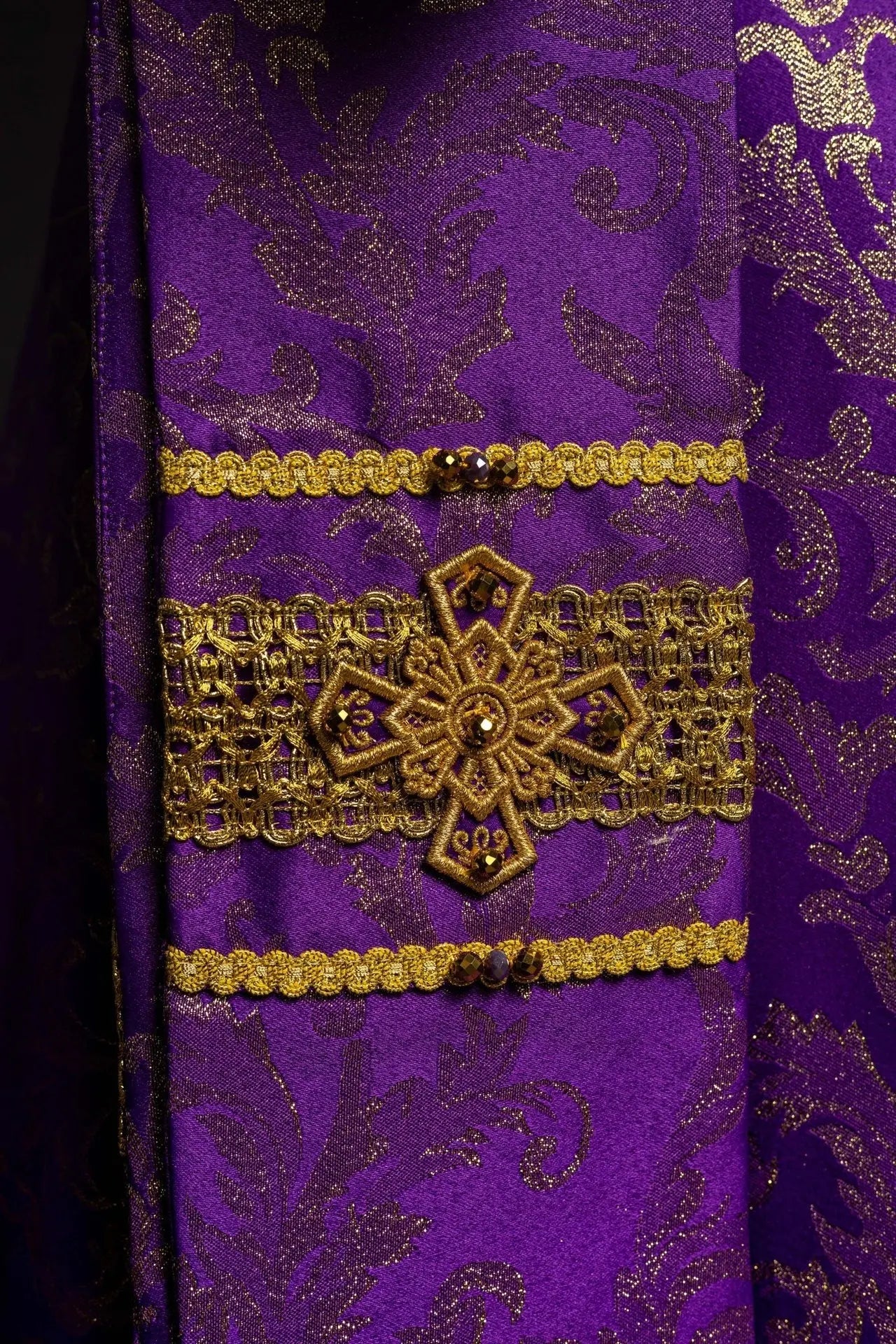 Handcrafted Violet Chasuble with Natural Stones – Handmade Collection 7010