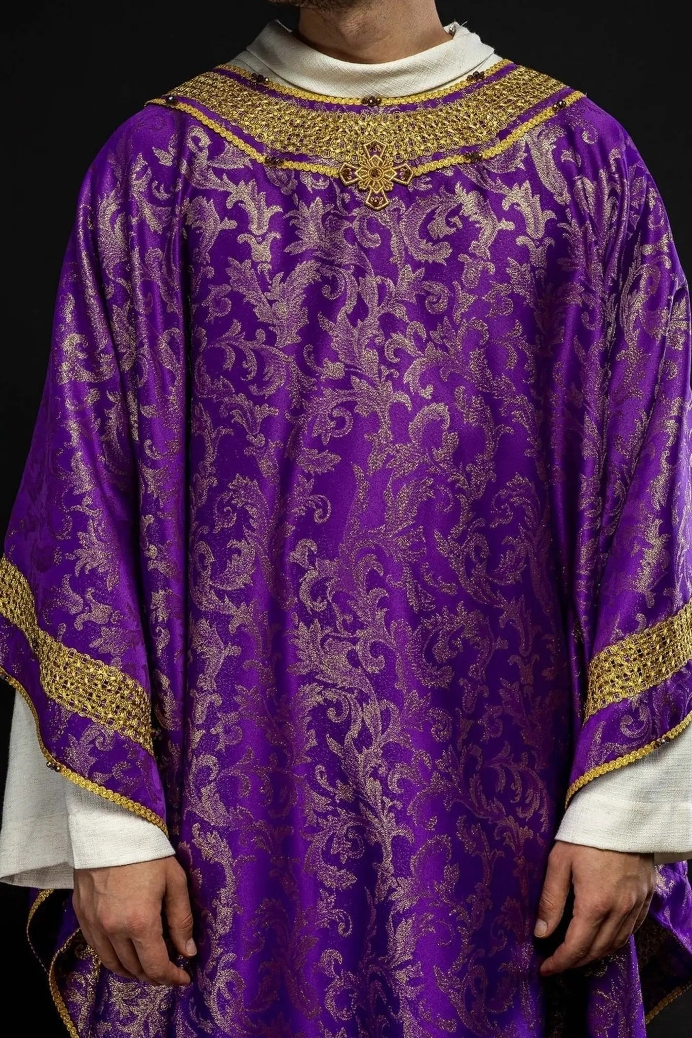 Handcrafted Violet Chasuble with Natural Stones – Handmade Collection 7010