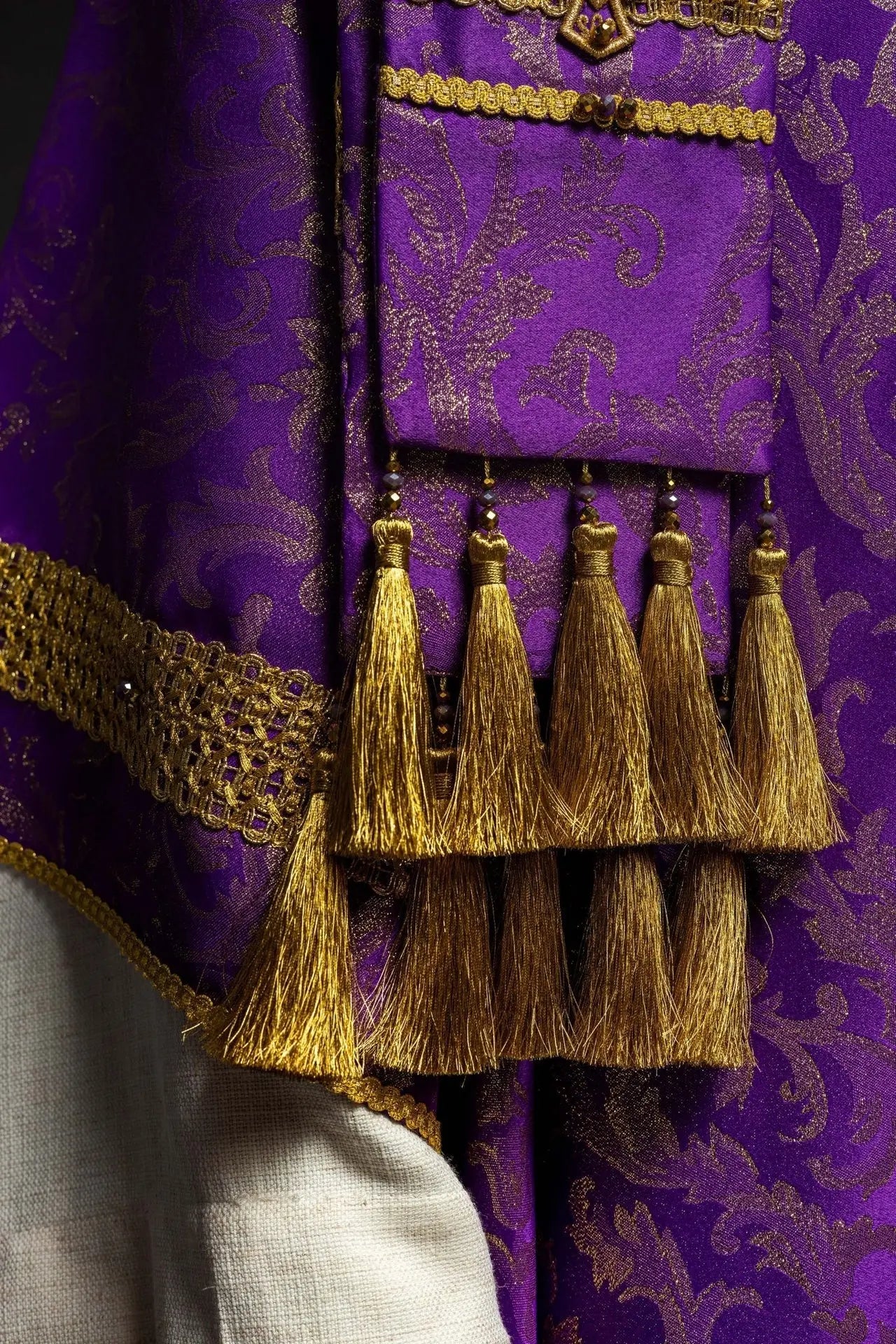 Handcrafted Violet Chasuble with Natural Stones – Handmade Collection 7010