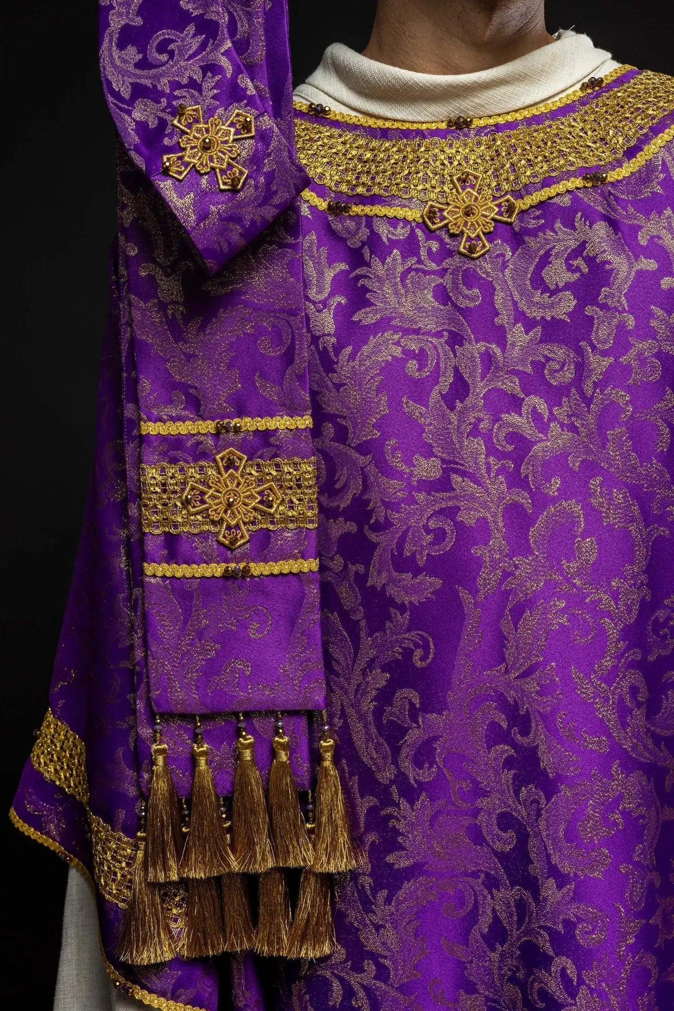 Handcrafted Violet Chasuble with Natural Stones – Handmade Collection 7010