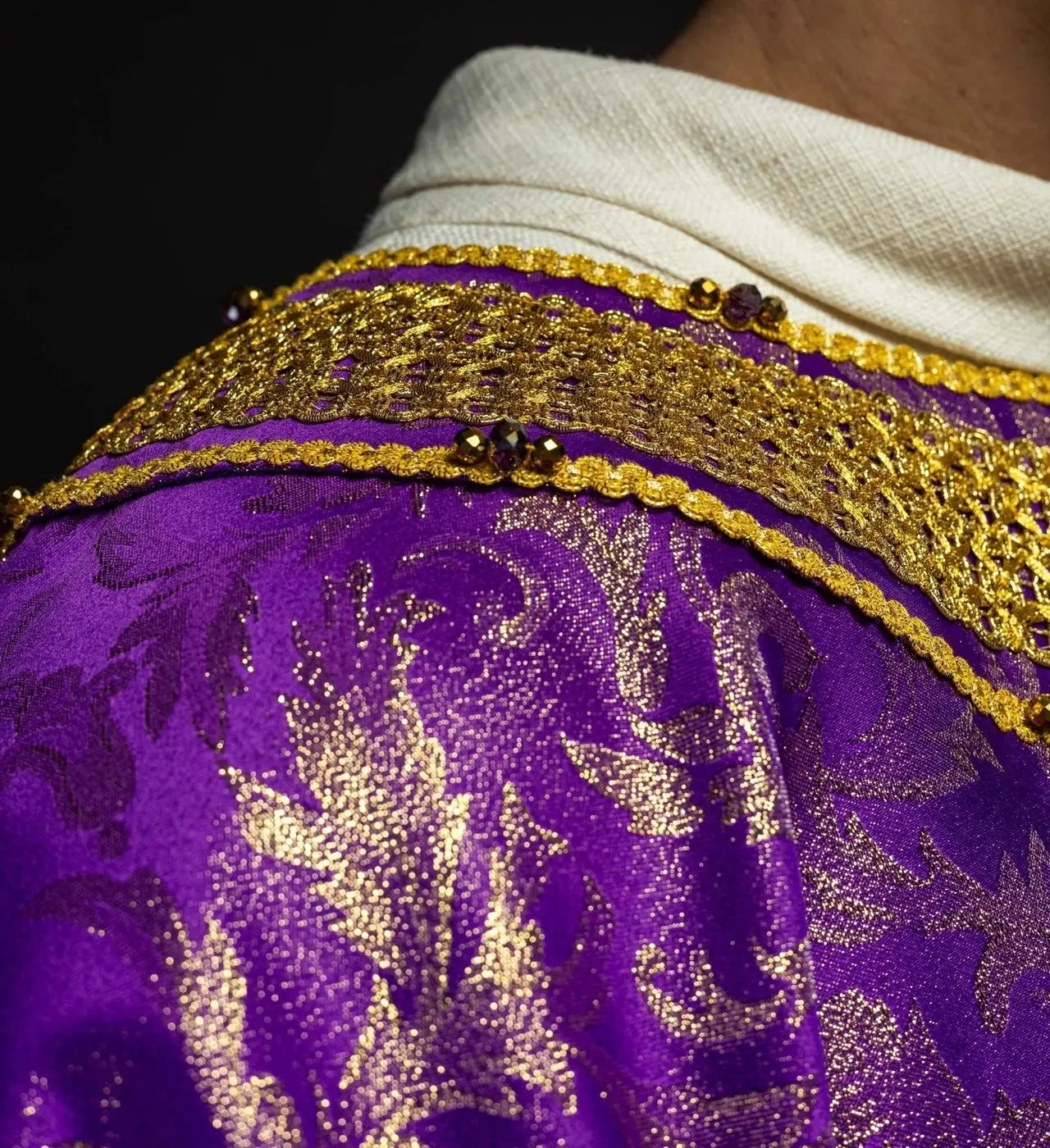 Handcrafted Violet Chasuble with Natural Stones – Handmade Collection 7010