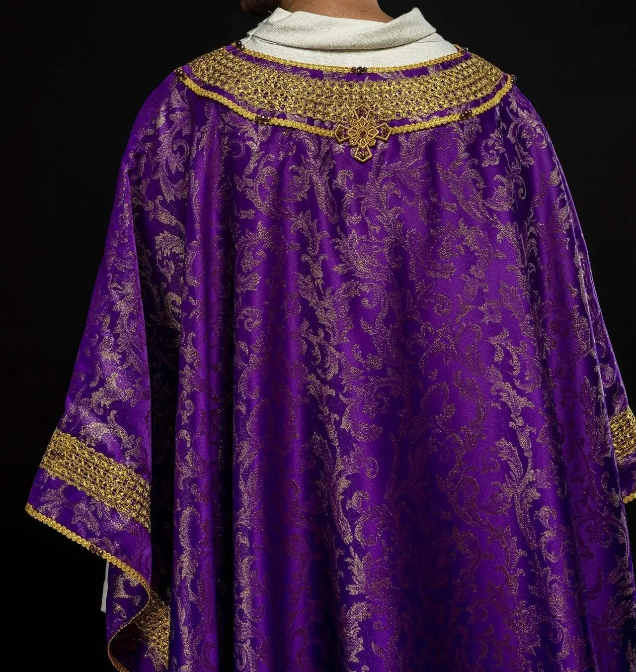 Handcrafted Violet Chasuble with Natural Stones – Handmade Collection 7010