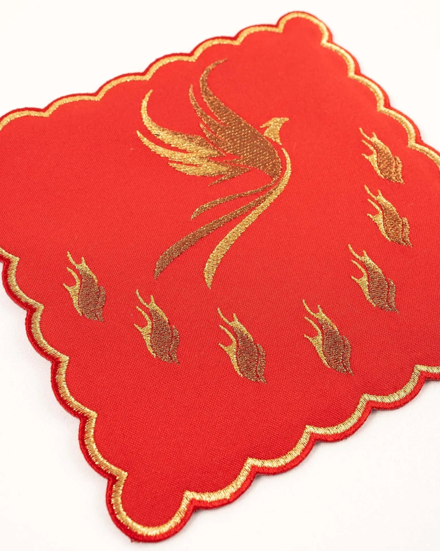 Red Chalice Linen Set with Holy Spirit Embroidery - HAFTINA ATELIER