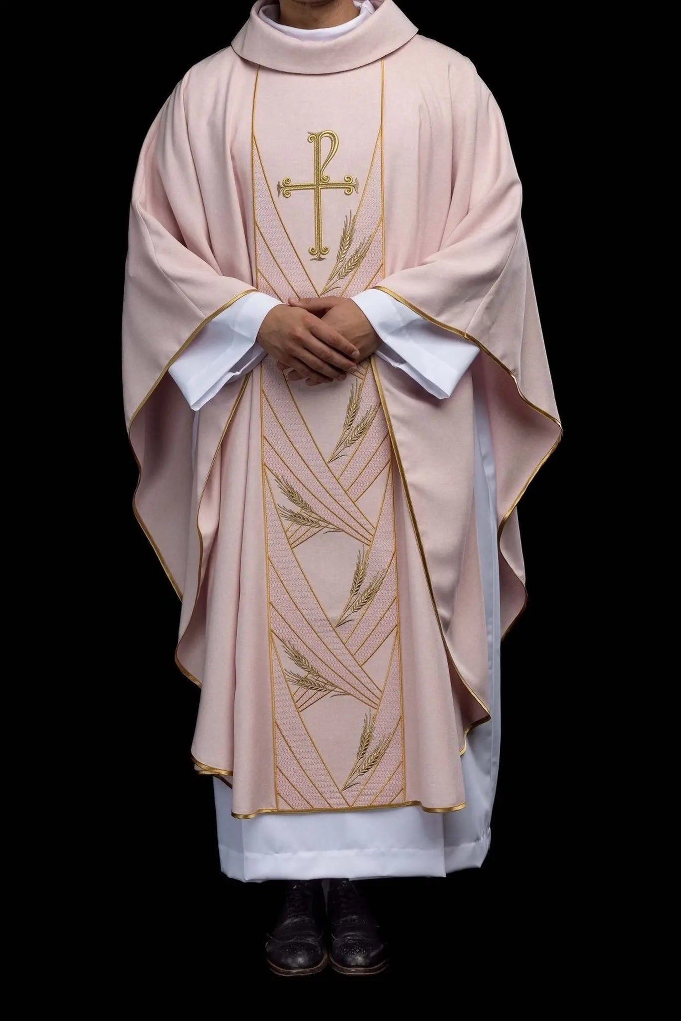 Rose Chasuble with Embroidered PAX Band - HAFTINA ATELIER