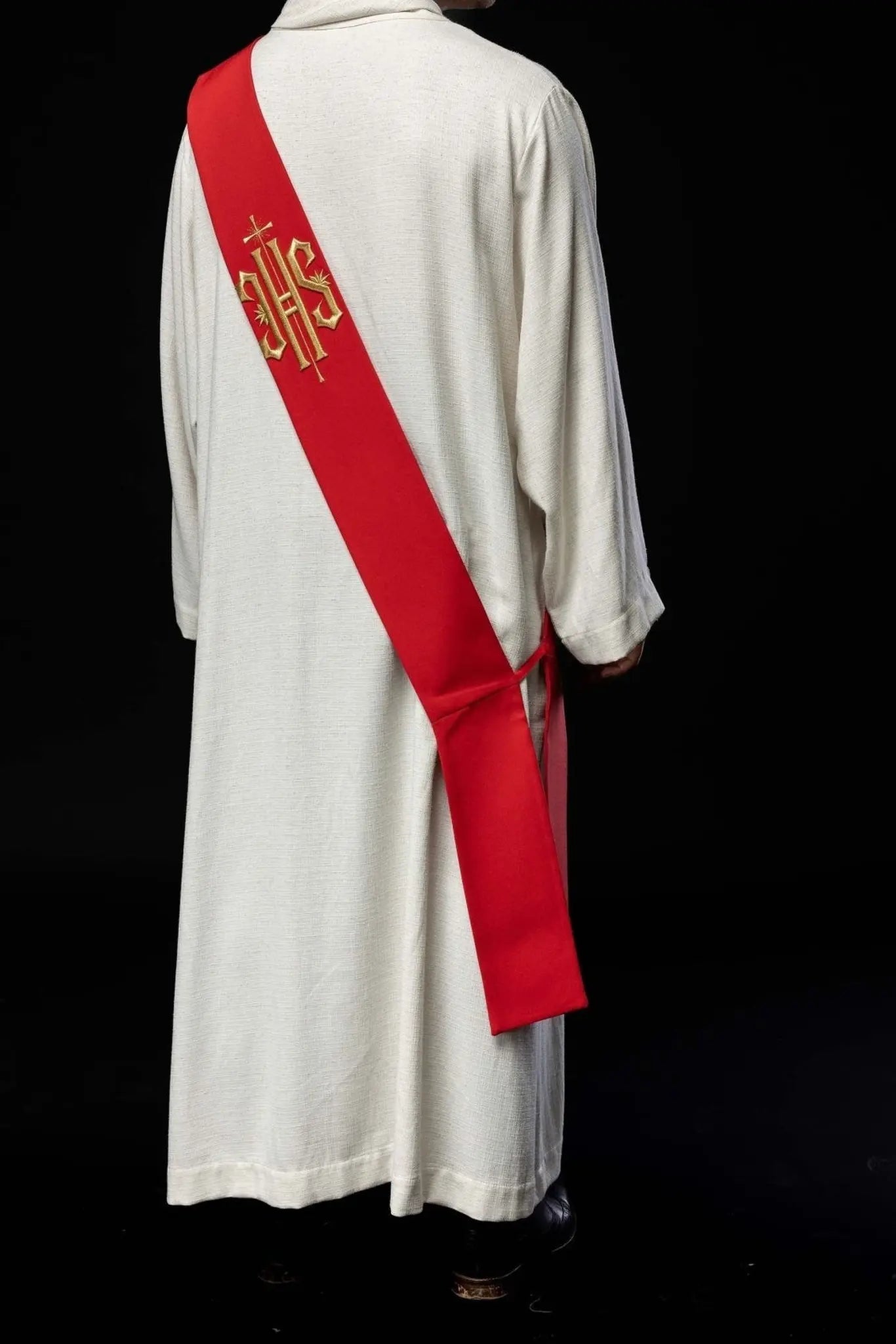 Diaconate stole embroidered IHS with Cross