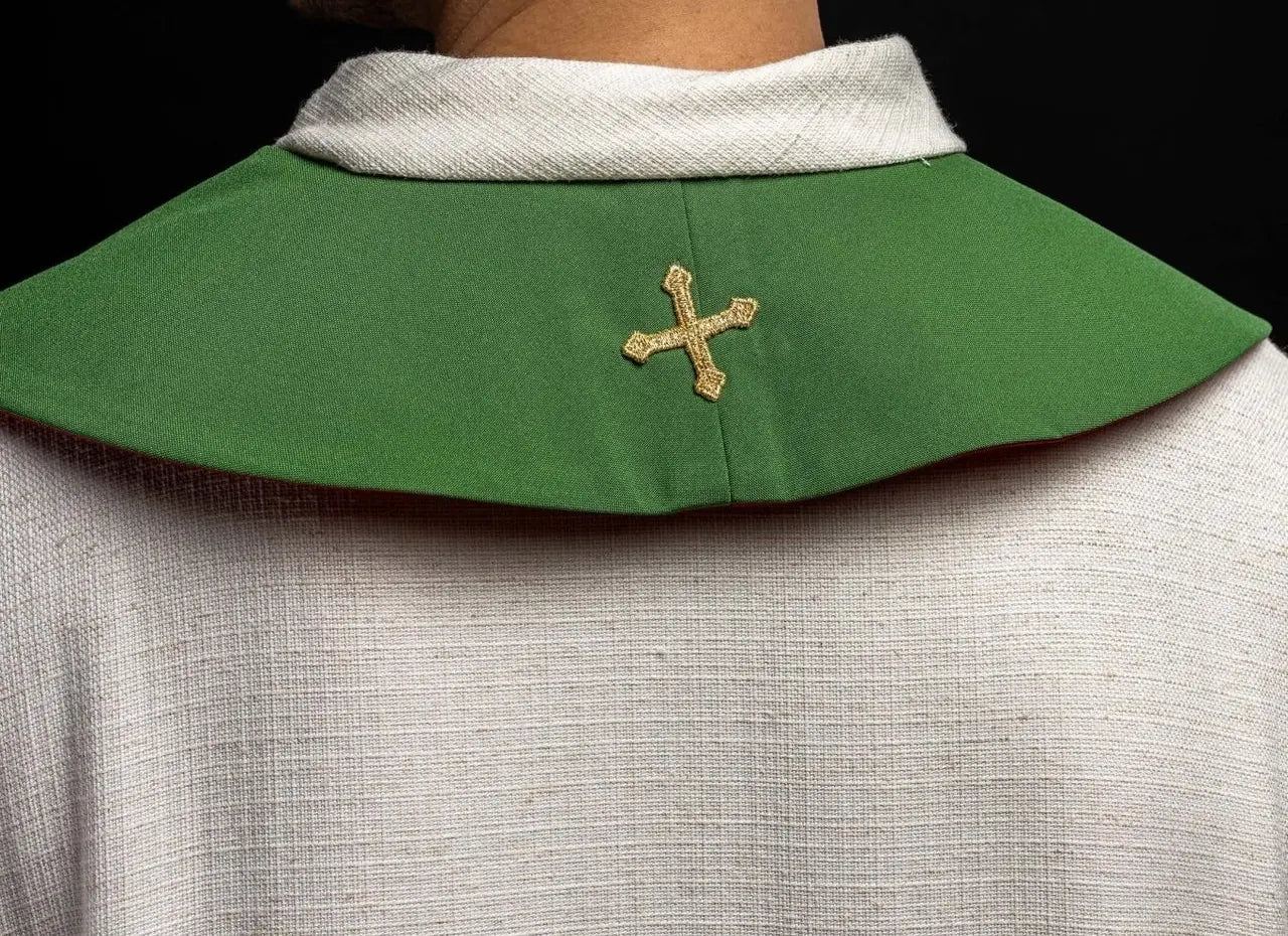 Two-sided embroidered stole IHS green-red