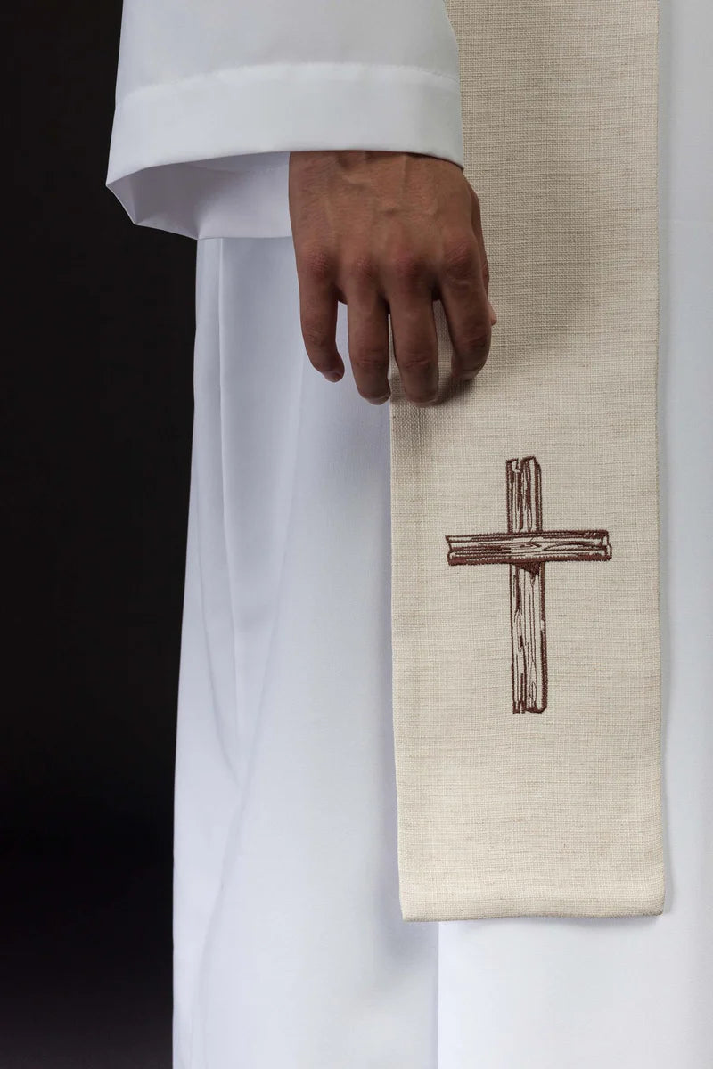 Haftowana stuła „Jezus Dobry Pasterz” w kolorze ecru