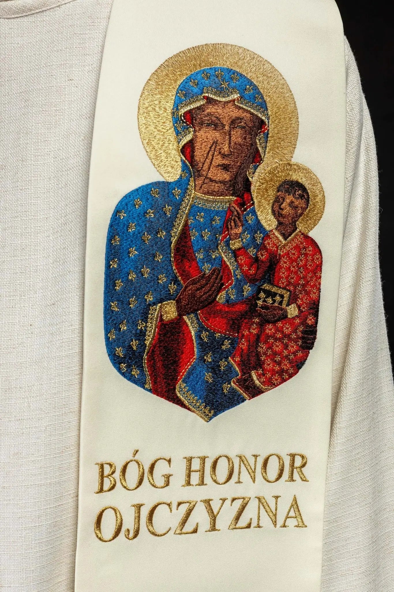 Stuła haftowana Matka Boska Częstochowska