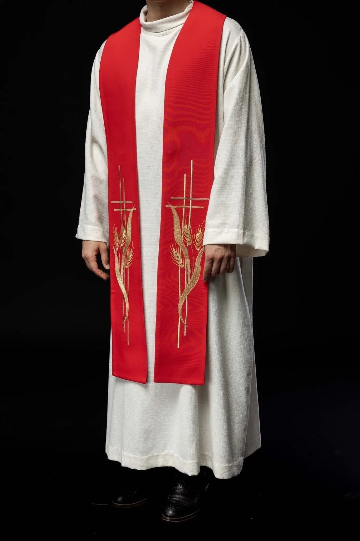 Embroidered red priest's stole