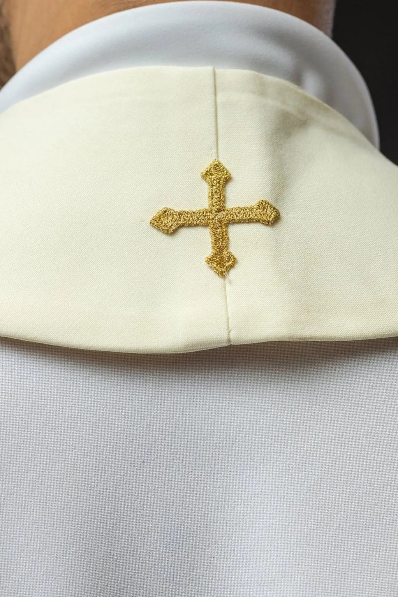 IHS embroidered priest's stole with ecru grapes