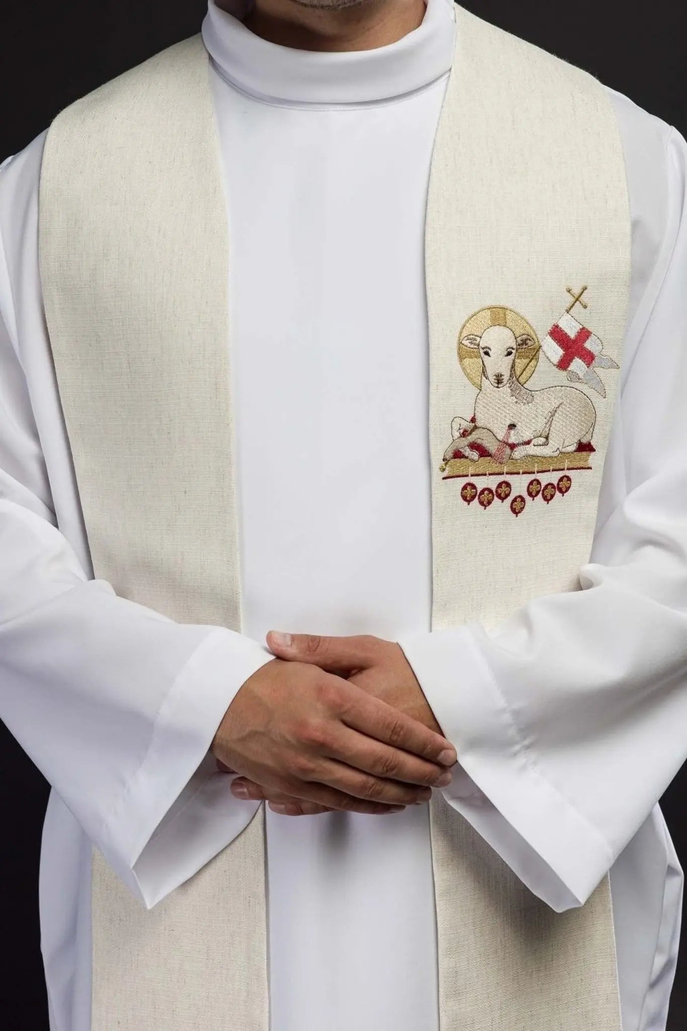 Stuła wielkanocna z haftowanym Barankiem Bożym