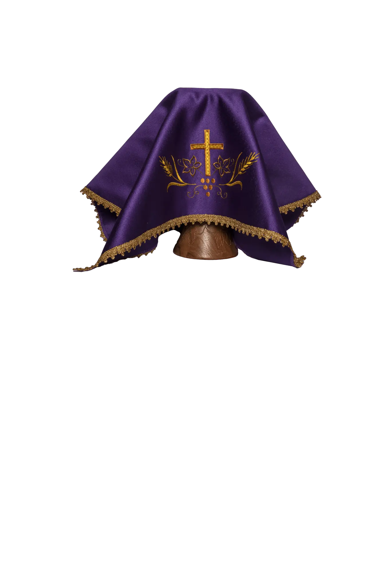 Set of four veils for chalice with gold cross embroidery