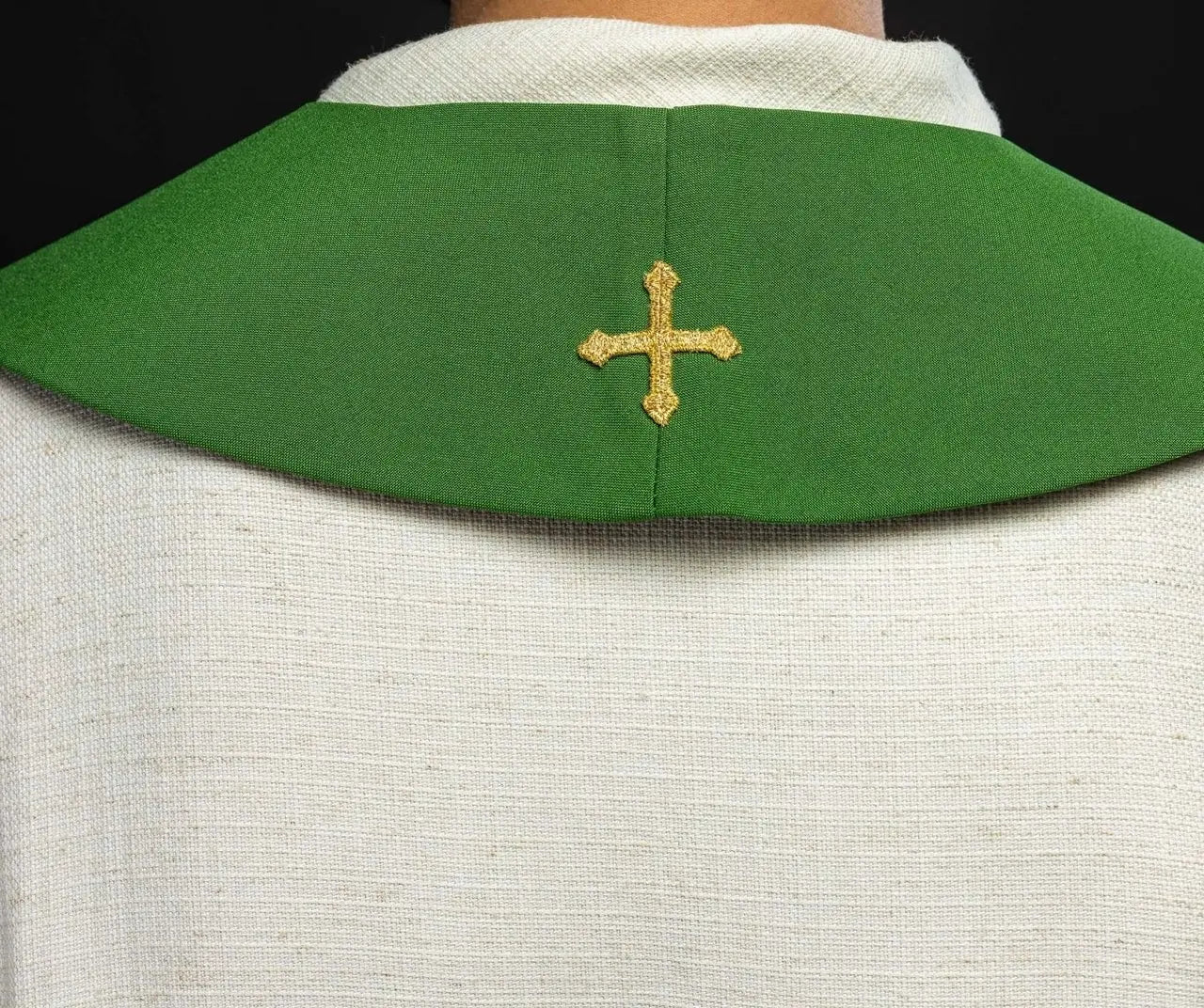 Green stole with IHS embroidery