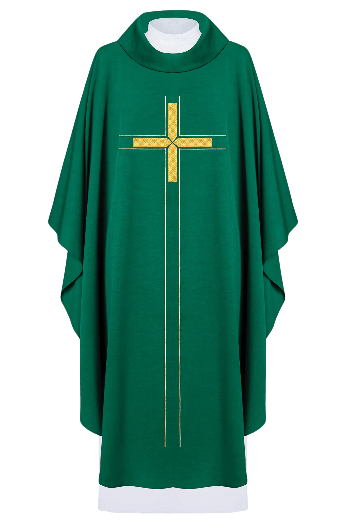 Zielony ornat liturgiczny haftowany w minimalistycznym wzorze