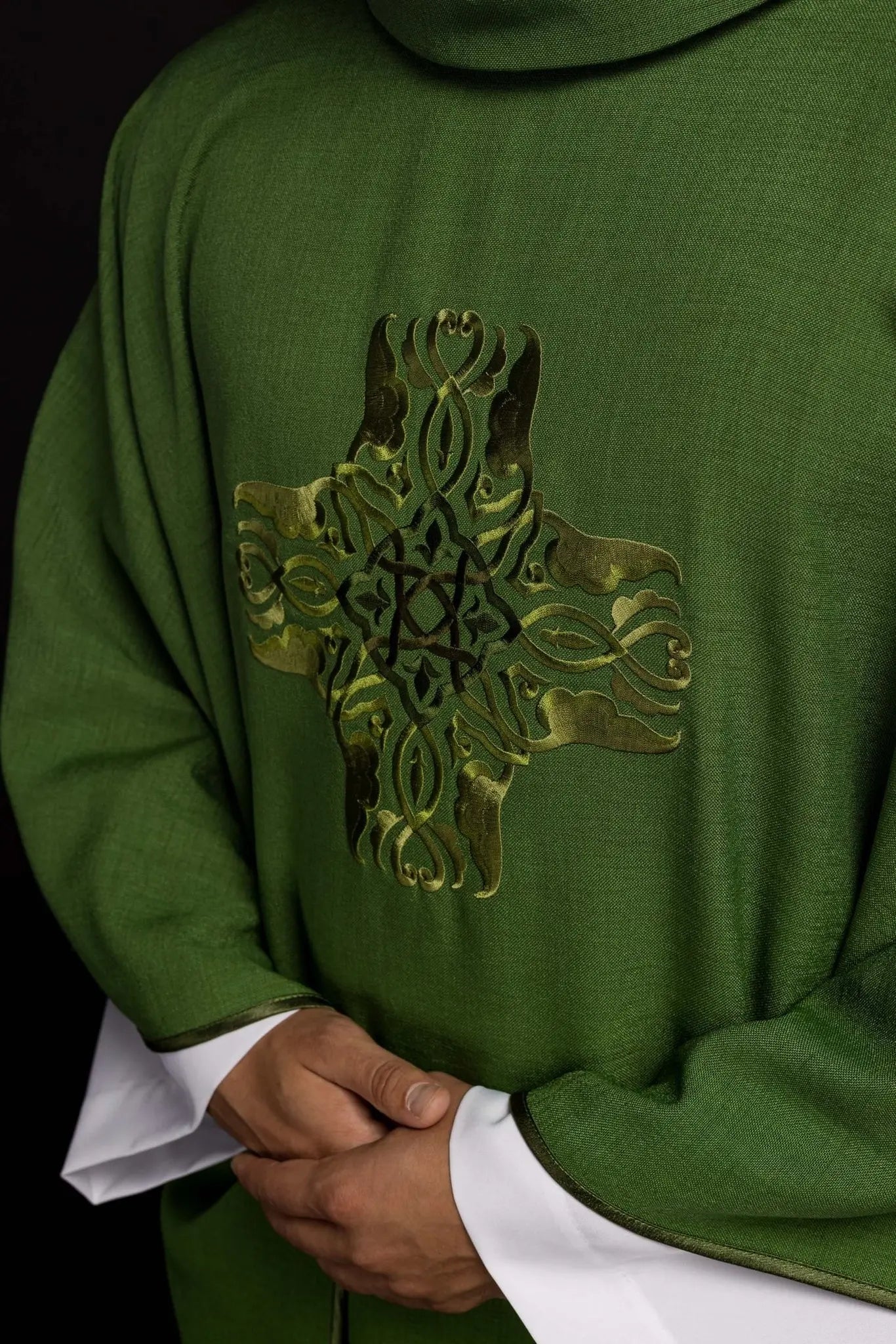 Green chasuble with embroidery of the Cross