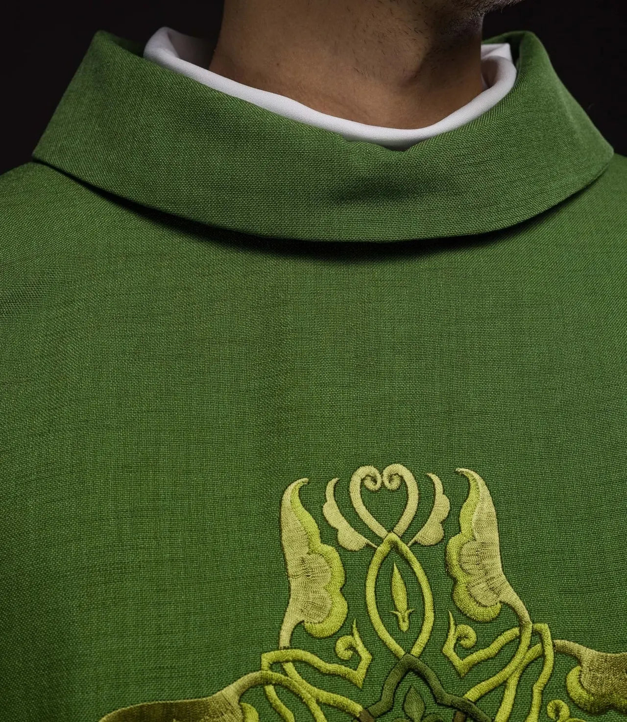 Green chasuble with embroidery of the Cross
