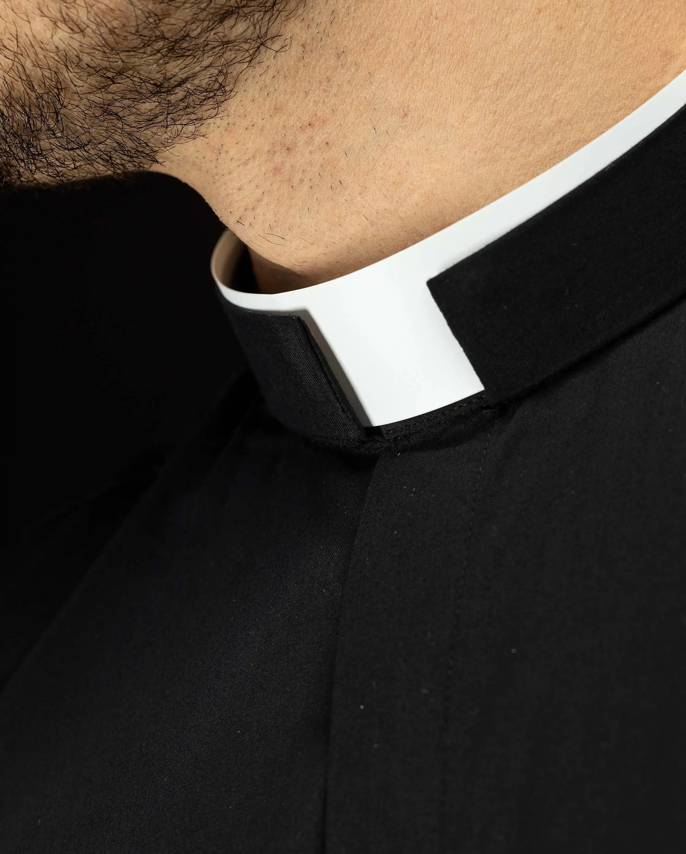 Rzymska Koszula kapłańska Czarny z długim rękawem i kołnierzykiem