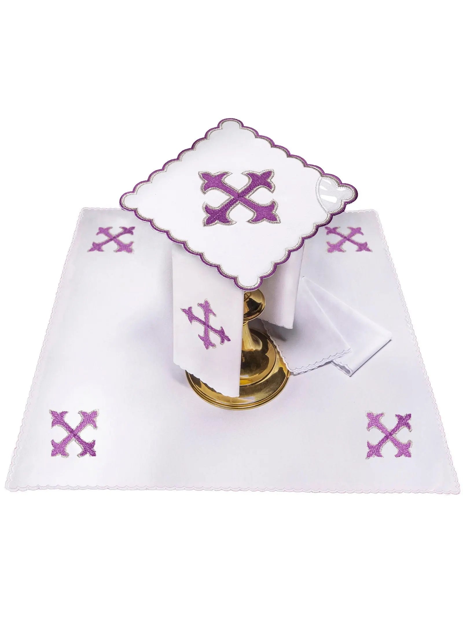 Chalice linen embroidered Cross Purple