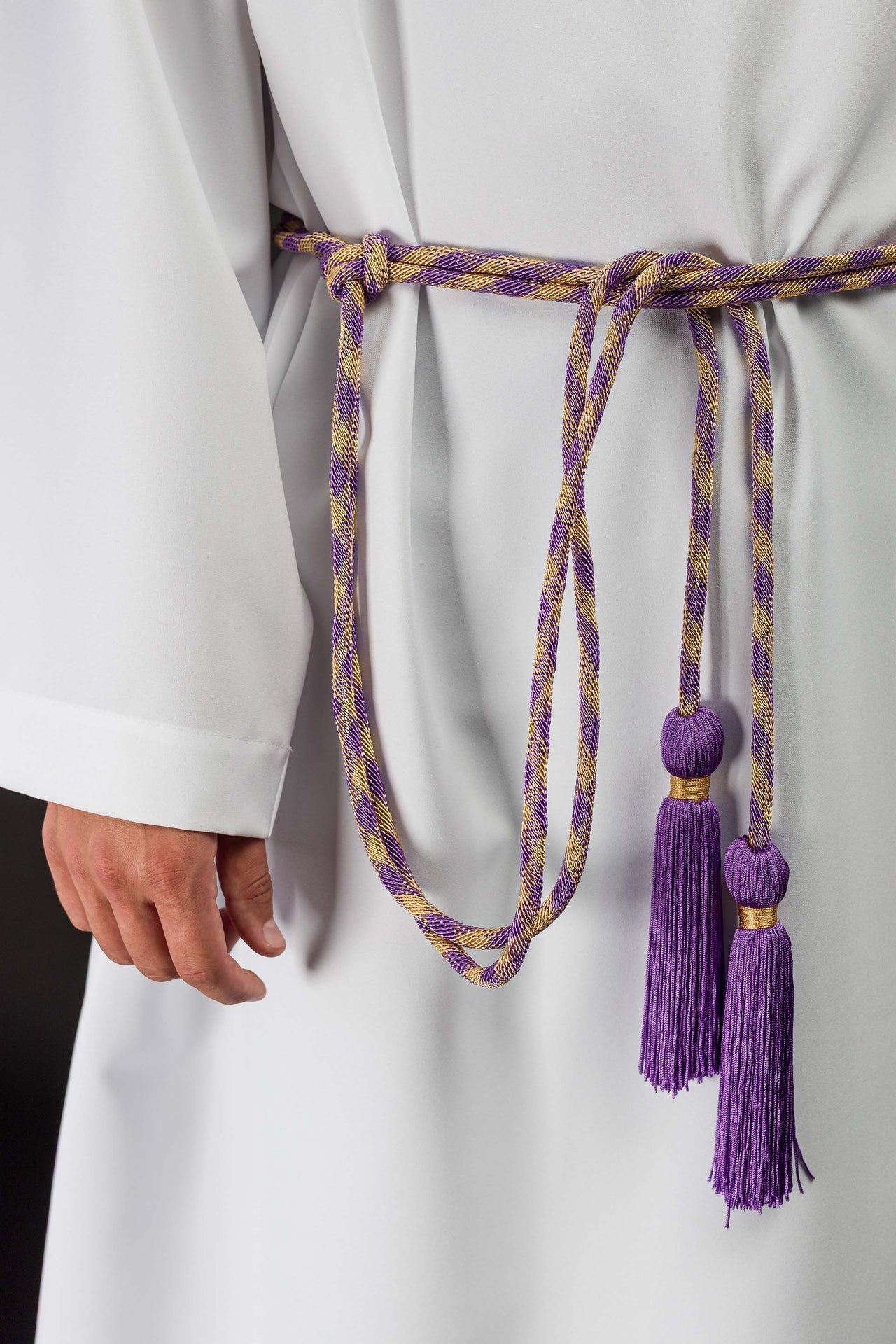 Cingulum liturgiczne fioletowo-złote premium