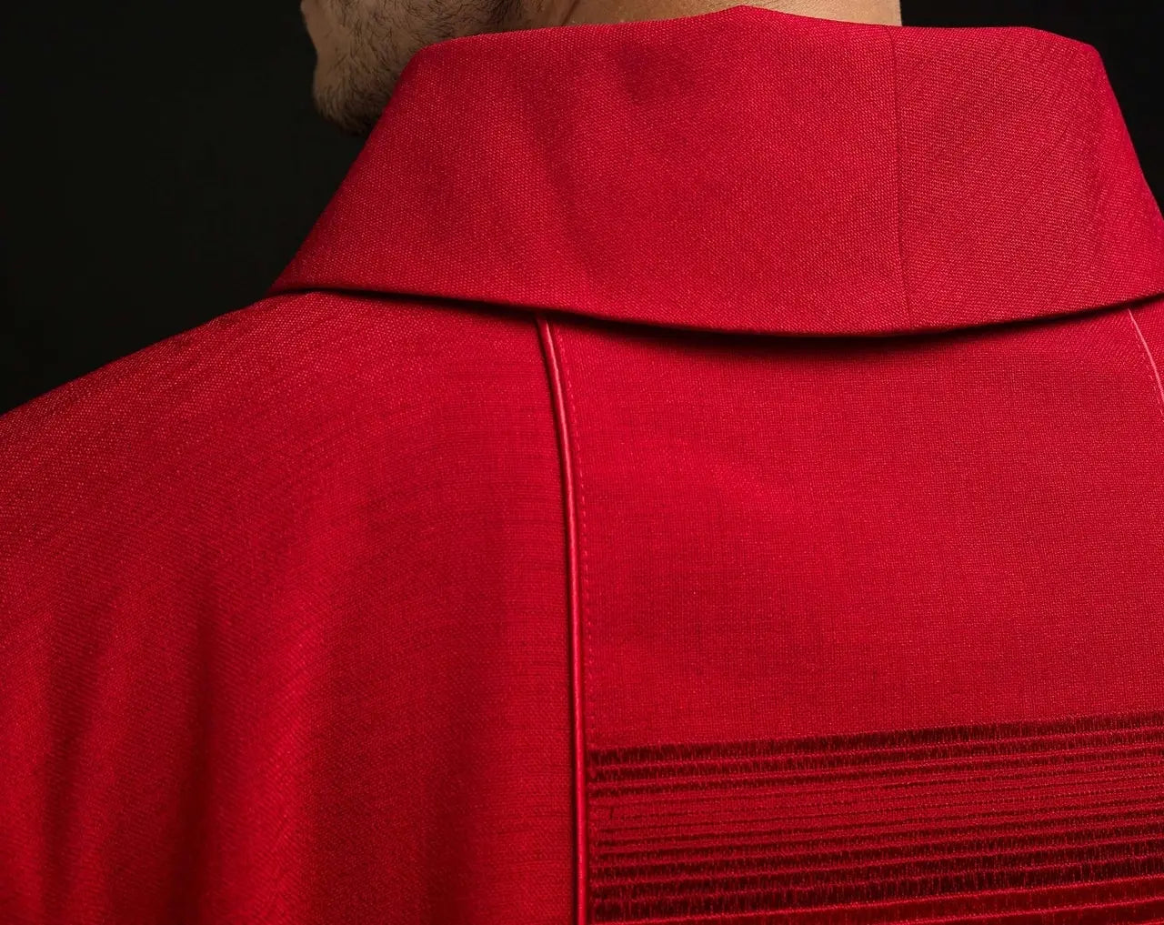 Embroidered chasuble with Crosses in red